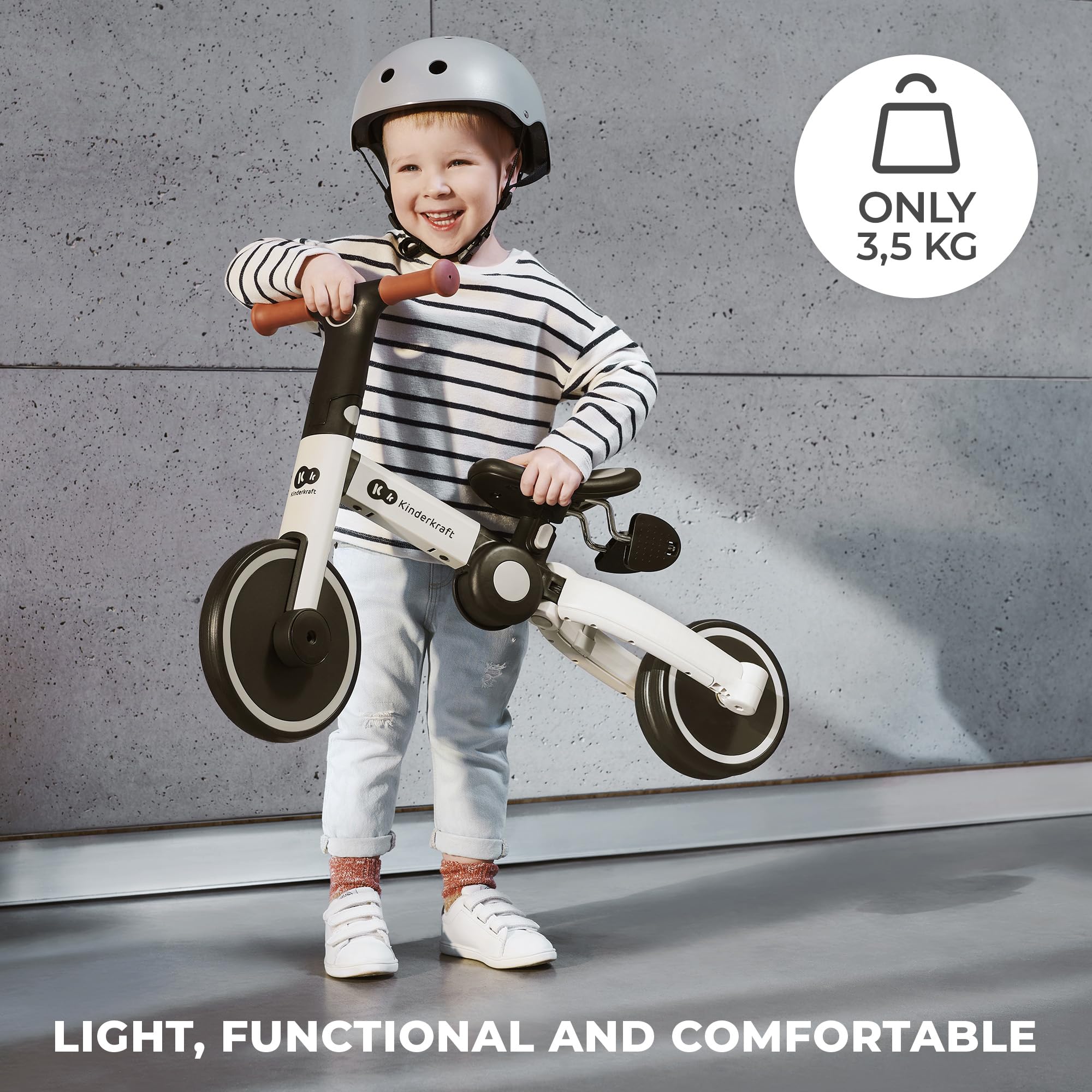 Kinderkraft 4TRIKE 3-in-1 Foldable Tricycle, Balance Bike, Push Trike | Gray, 12M-5Y 4