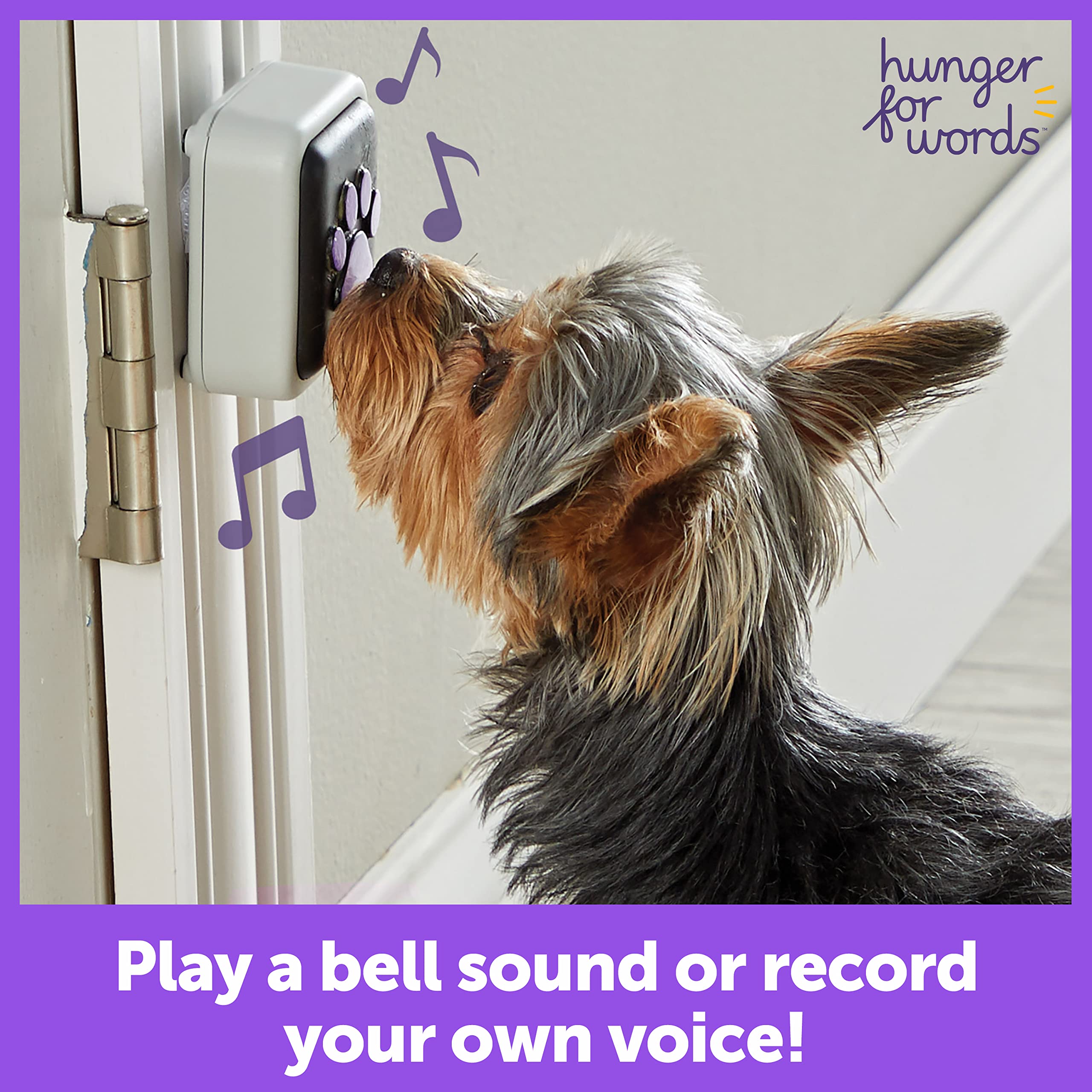Hunger for Words Talking Pet Doorbell - 1 Piece for Dogs | Recordable or Pre-set Sound | Plastic