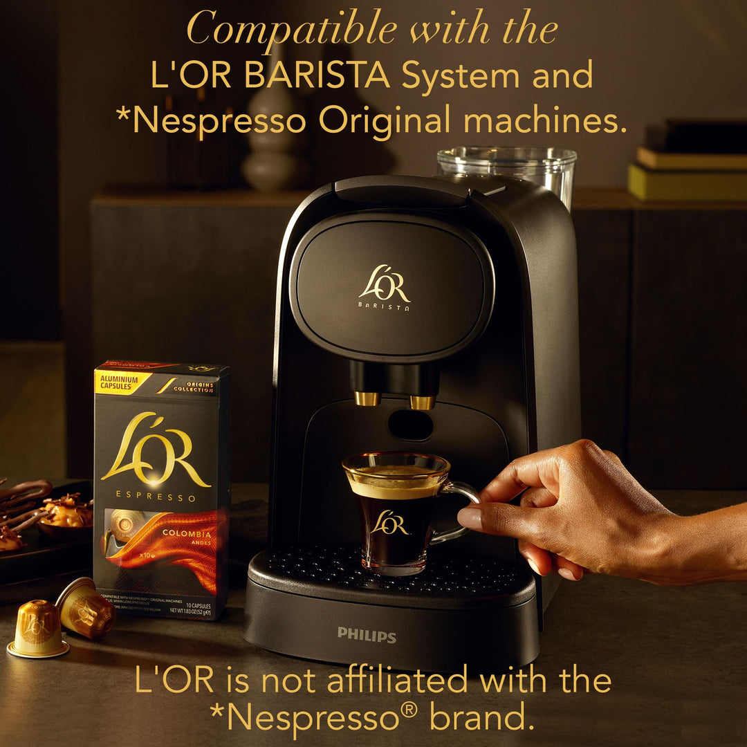 L"OR Espresso Vanilla Flavour - Aluminium Coffee Capsules (Pack of 10, Total 100 Capsules)