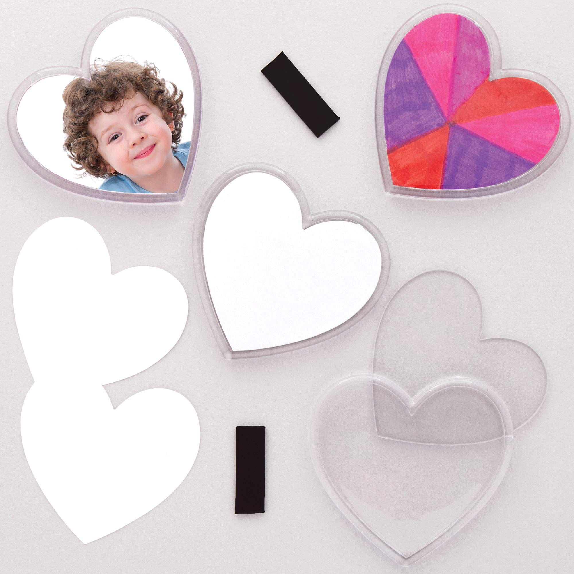 Baker Ross Heart Fridge Magnet Kits - Pack of 6 | Customizable Craft Project | Unisex 1