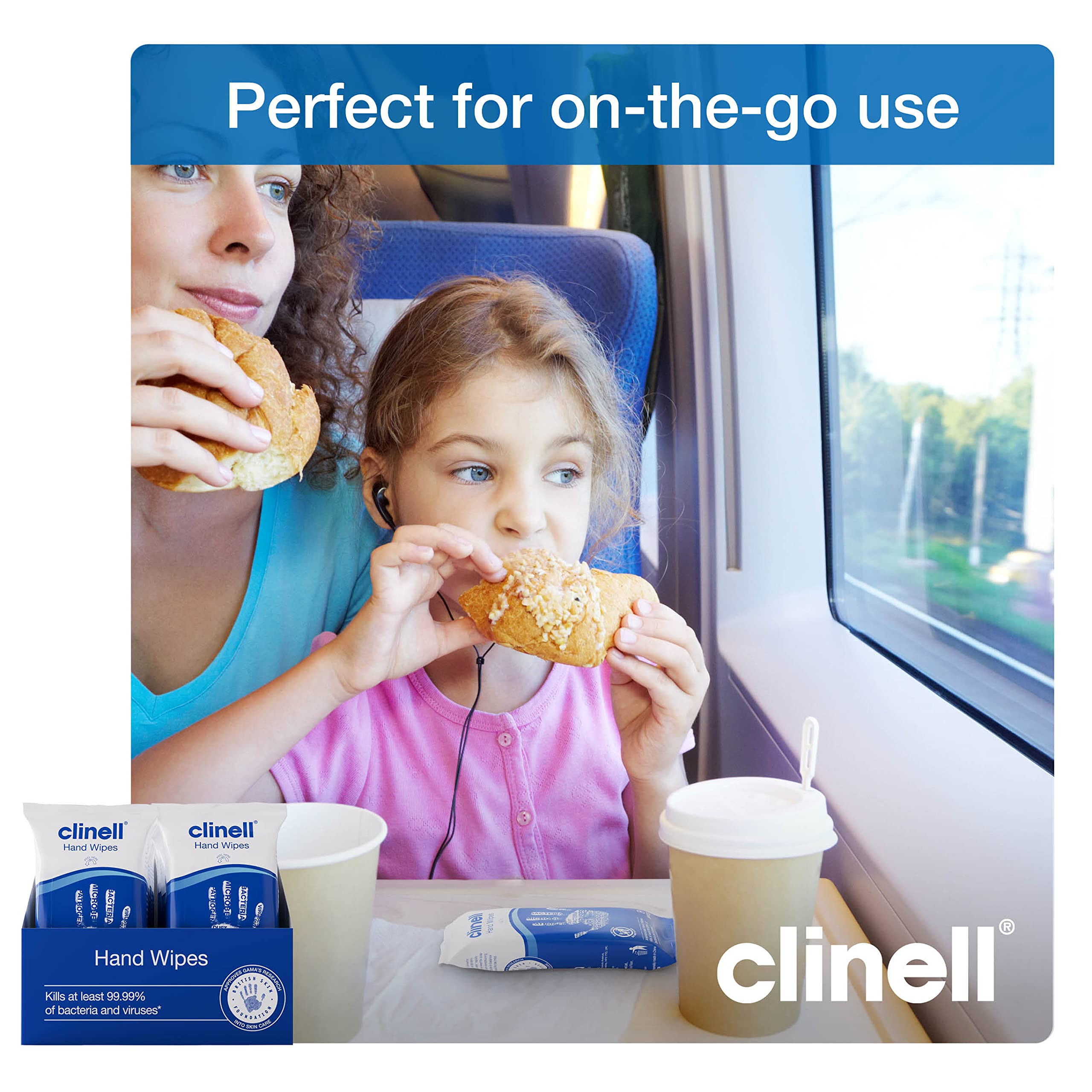 Clinell Antimicrobial Hand Wipes - Kills 99.999% Bacteria | Travel Size | 20 Packs of 8 Wipes 3