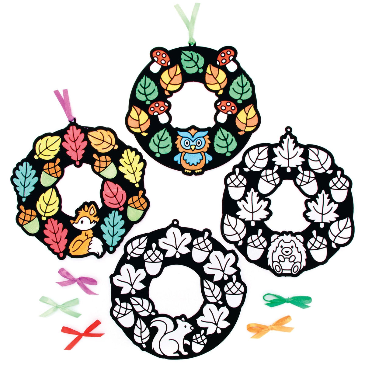Baker Ross Autumn Colour In Wreaths - Pack of 10 | 18cm Diameter | Craft Kit
