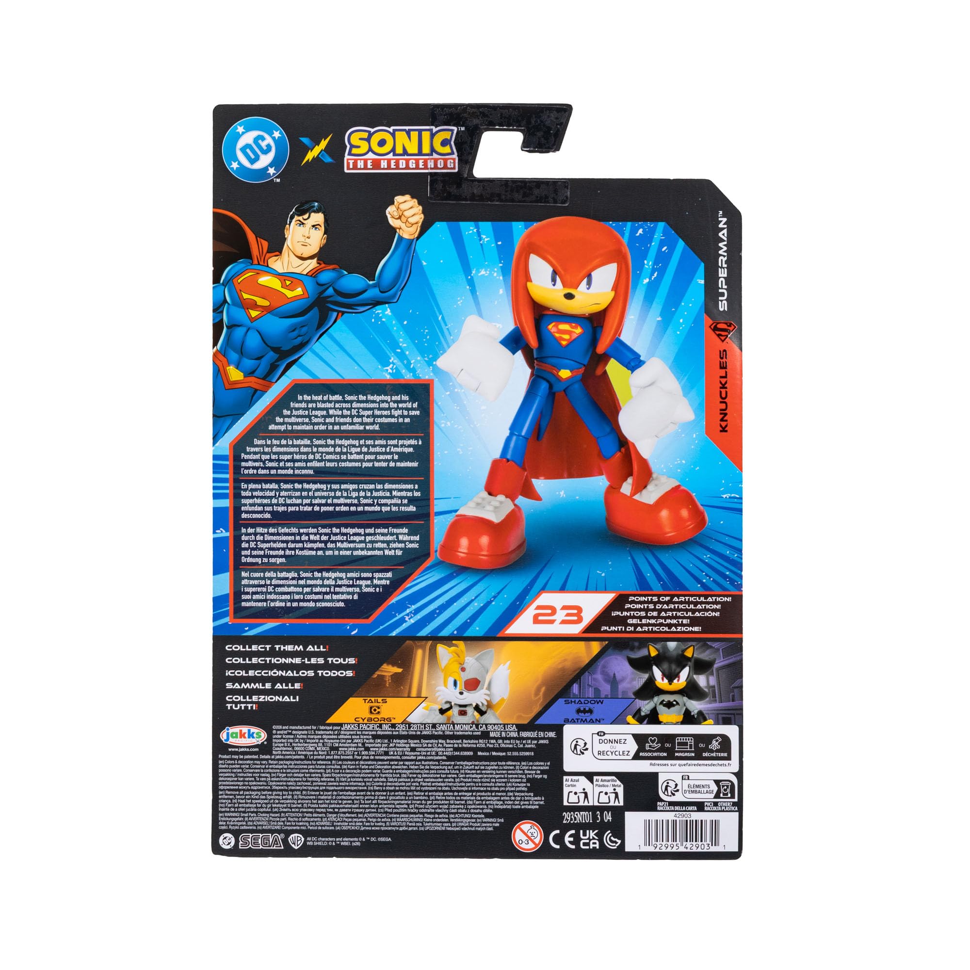 Sonic The Hedgehog DC Knuckles as Superman Action Figure - 5' / 13cm | 22 Points of Articulation 6
