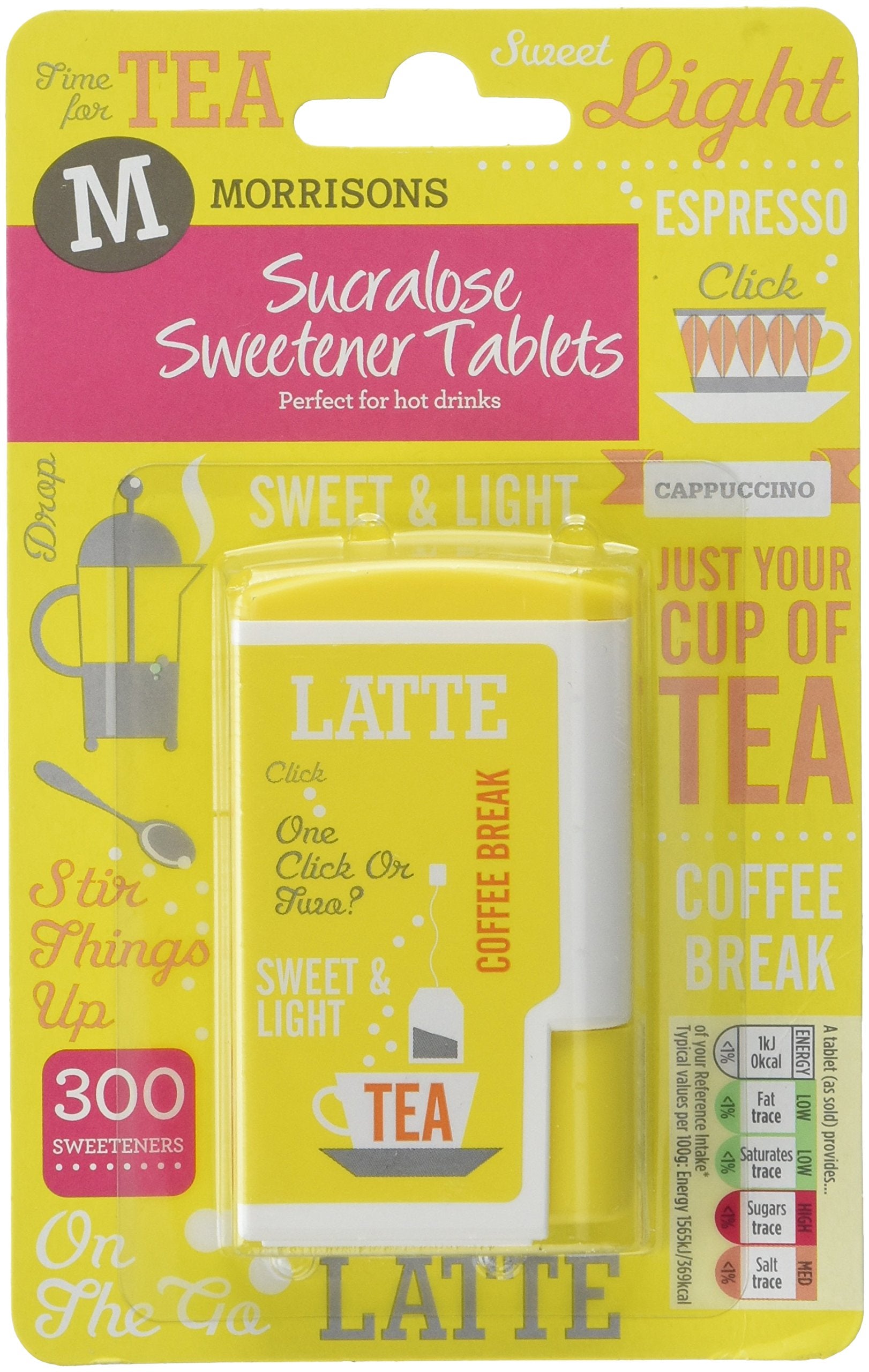 Morrisons Sucralose Sweetener Tablets - 300 Count (Pack of 12) | Calorie-Free 1