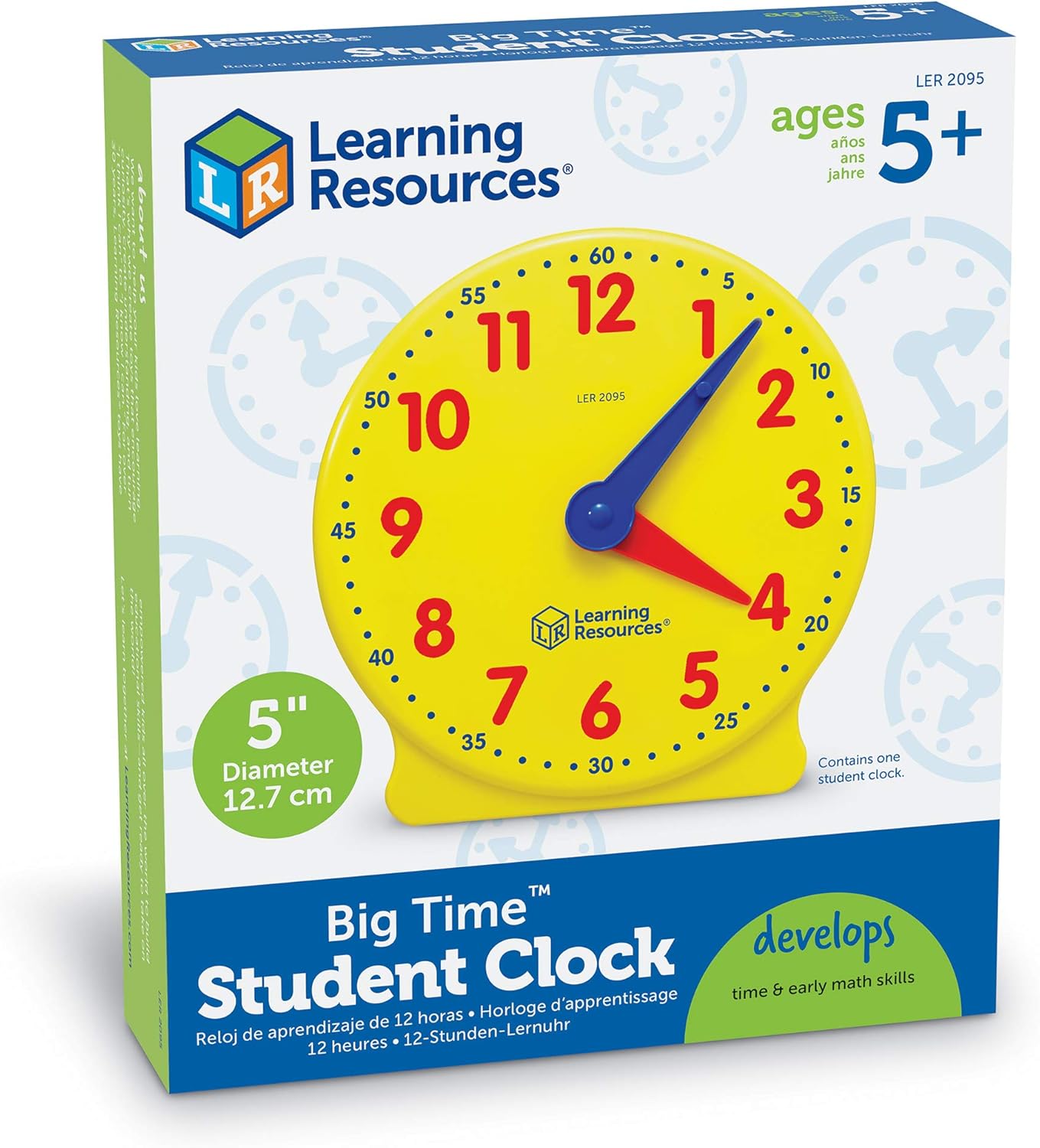 Learning Resources Big Time Student Clock - Geared 12-Hour Teaching Clock for Kids 5-9 Years 6