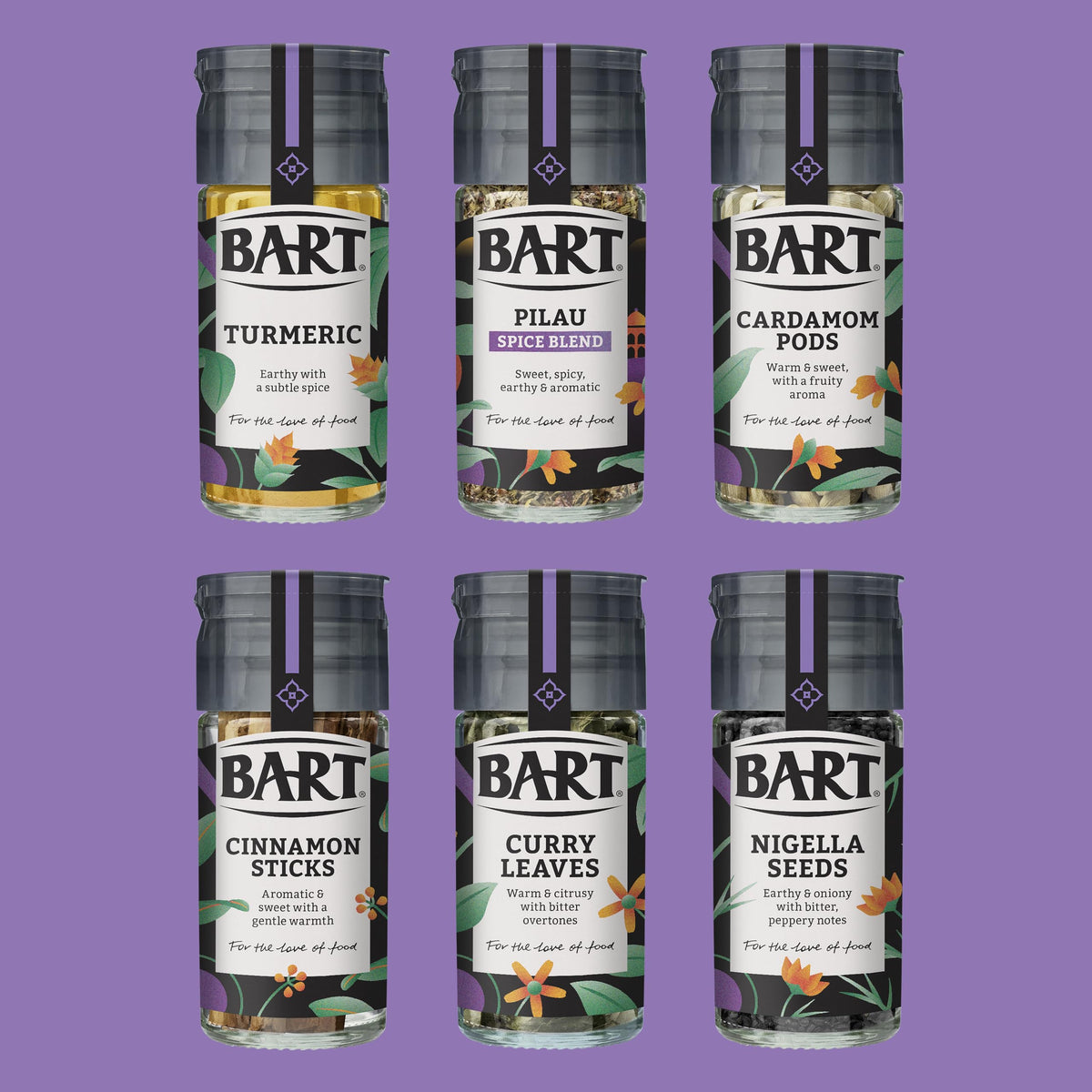 BART Indian Spice Collection - 6 Spices: Turmeric, Cinnamon, Cardamom