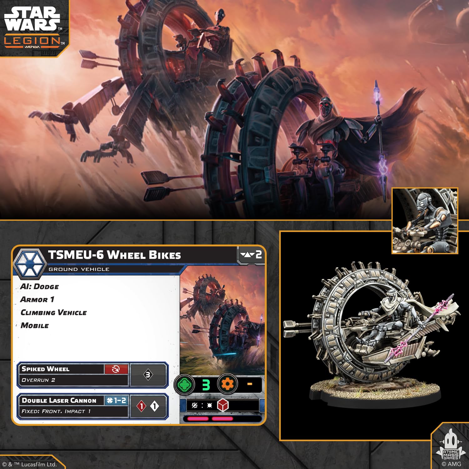 Asmodee Star Wars: Legion TSMEU-6 Personal Wheel Bike Expansion | Separatist Alliance Miniatures Game 4