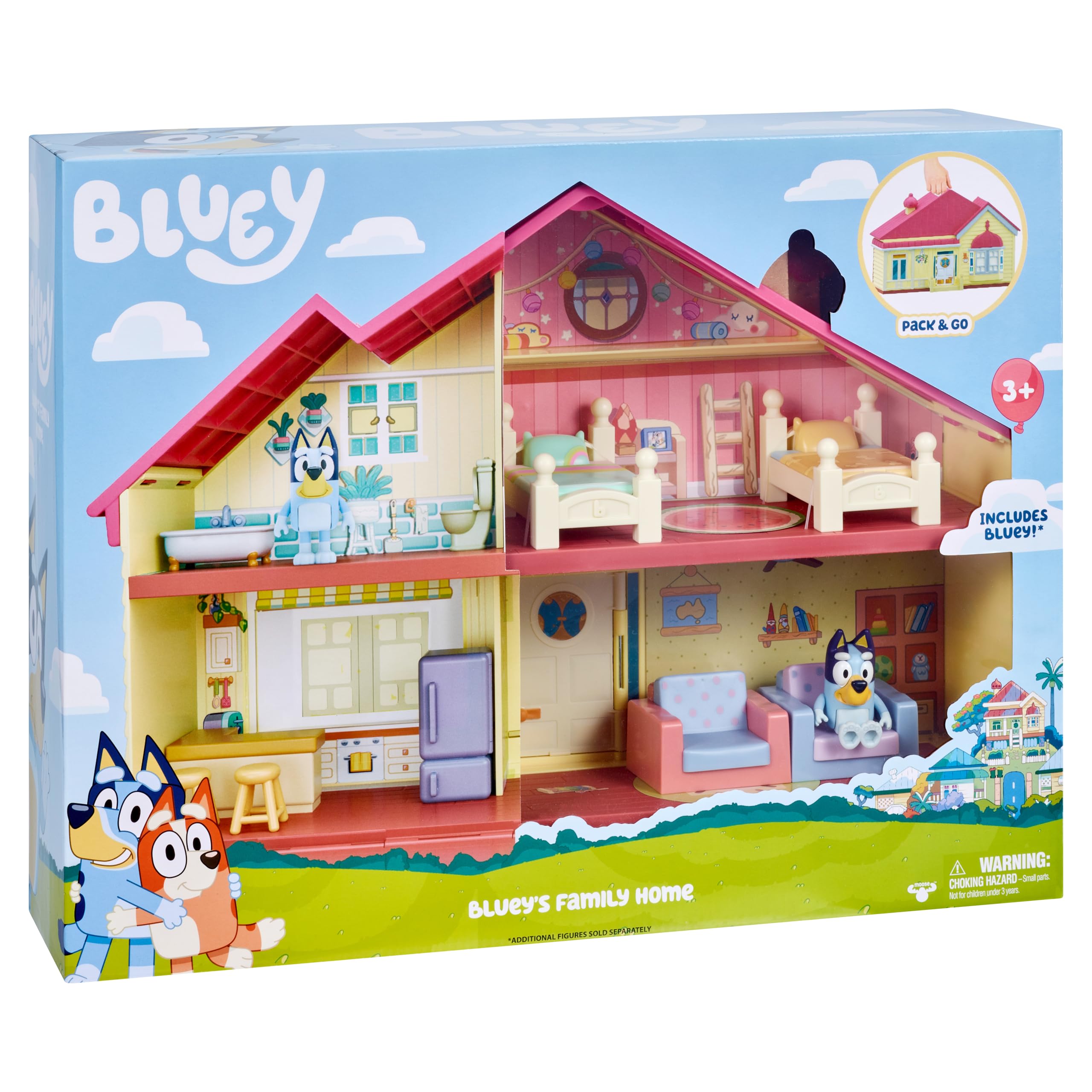 Bluey Plastic Playset - Heeler Family Home with 1 Figure & Furniture Accessories | Ages 3+