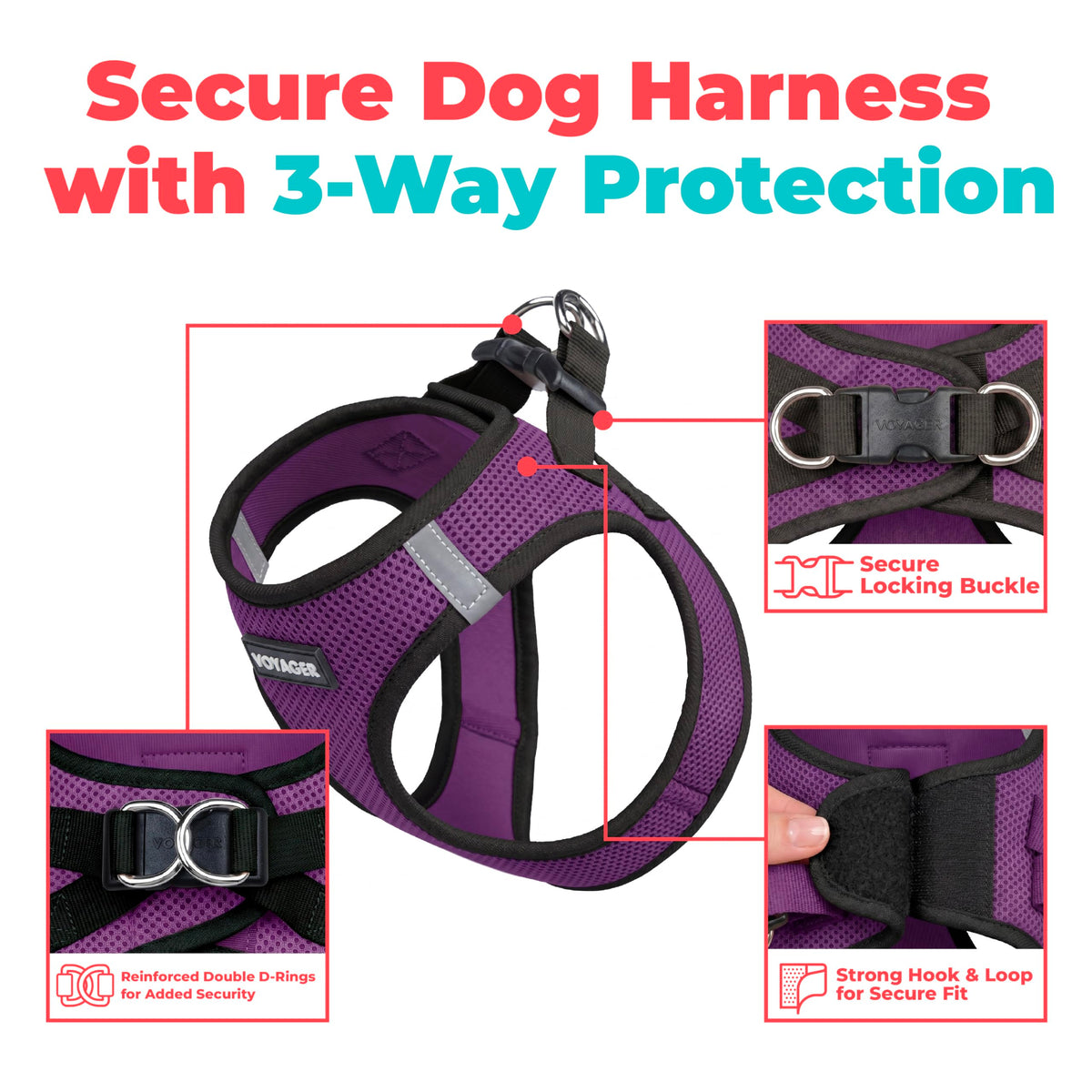 Best Pet Supplies Voyager Step-In Air Mesh Dog Harness - XXS, Purple/Black Trim