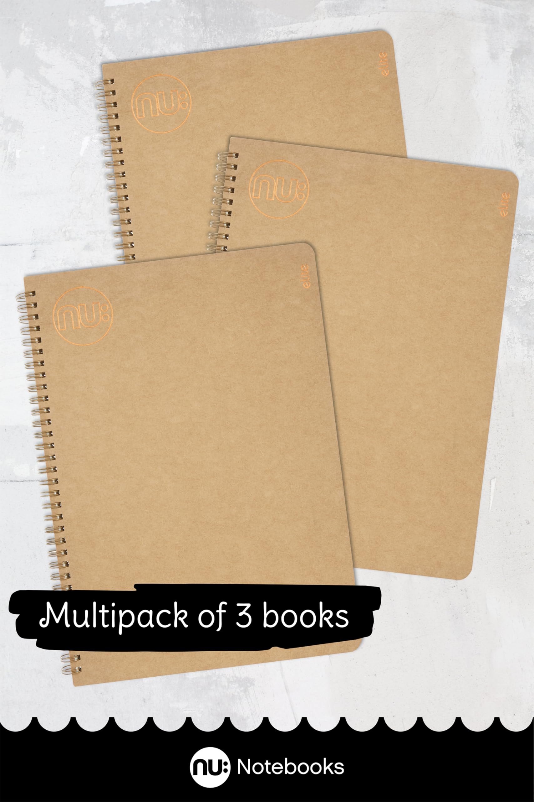 nu: Kraft Range A4 Wirebound Notebook - 160 Pages Ruled Cream Paper | 3 Pack 4