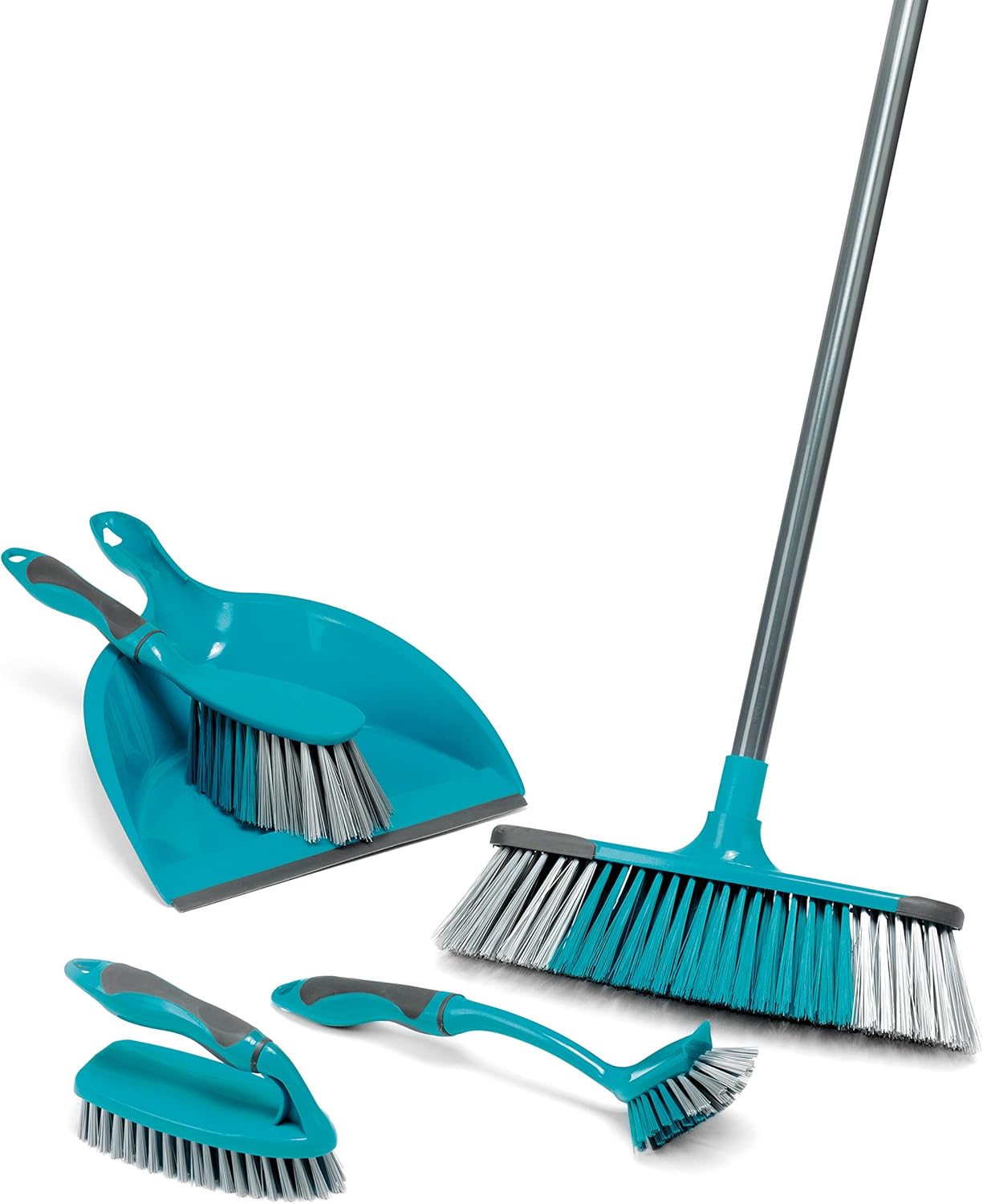 Beldray - LA024152TQ 5 Piece Cleaning Set with Broom, Dustpan & Brush, Scrubbing Brush, Dish Brush 1
