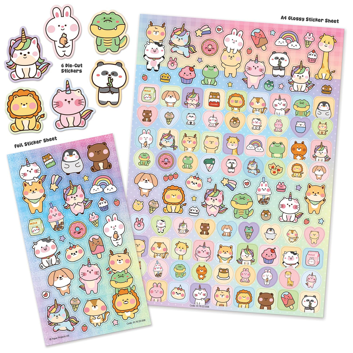 Paper Projects Kawaii Crew Mega Sticker Pack - 150 Pieces | A4 Size | Reusable