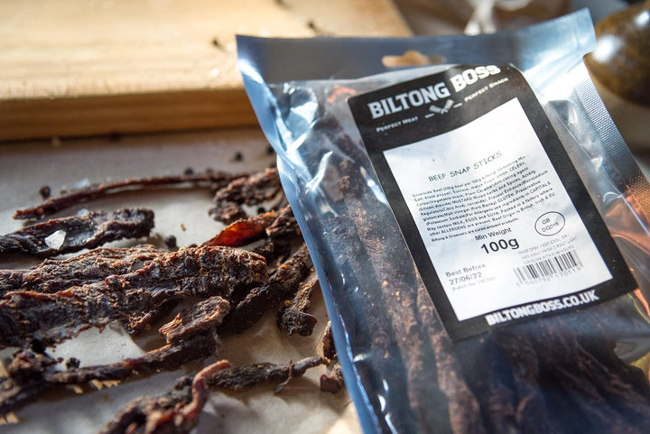 Biltong Boss Original Snap Sticks (Bites) - Authentic South African Beef Snack, 100g