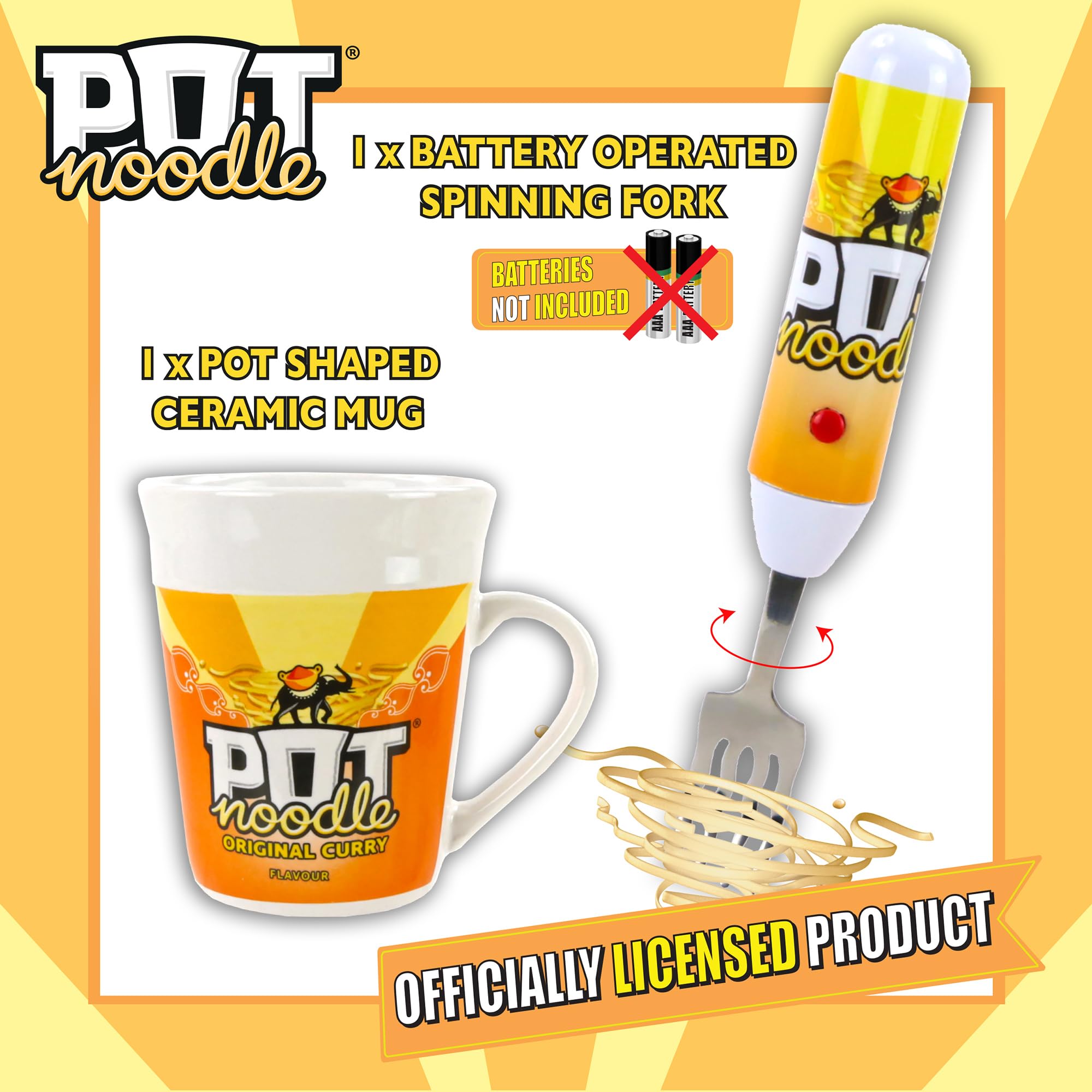 Kimm & Miller Pot Noodle Gift Set with Spinning Fork & Mug - Original Curry Novelty 4