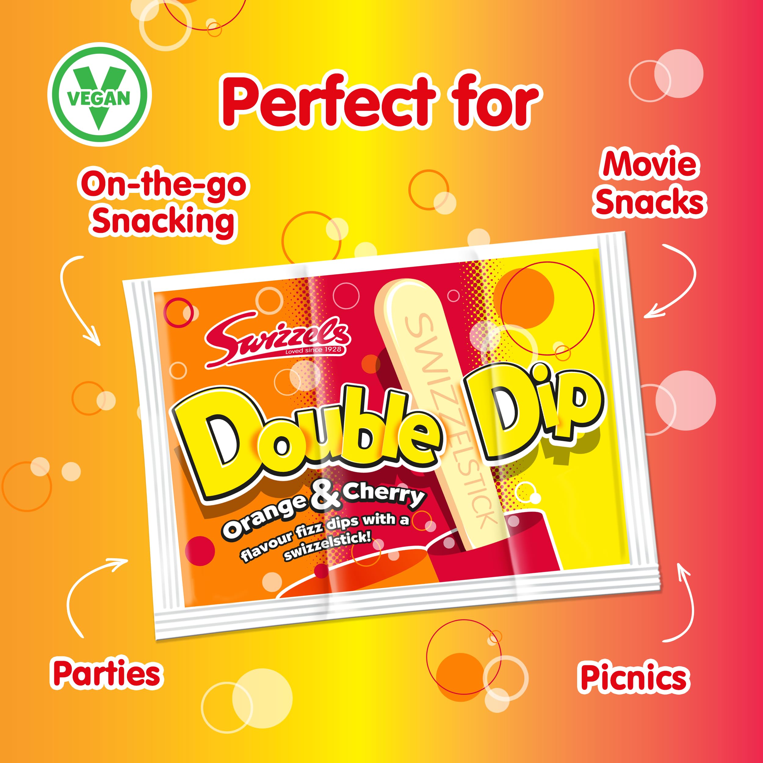 Swizzels Orange and Cherry Double Dip Sherbet Sweets - 36 Sachets (Fizzy Sherbet Dip, No Artificial Colours, Made in UK) 10