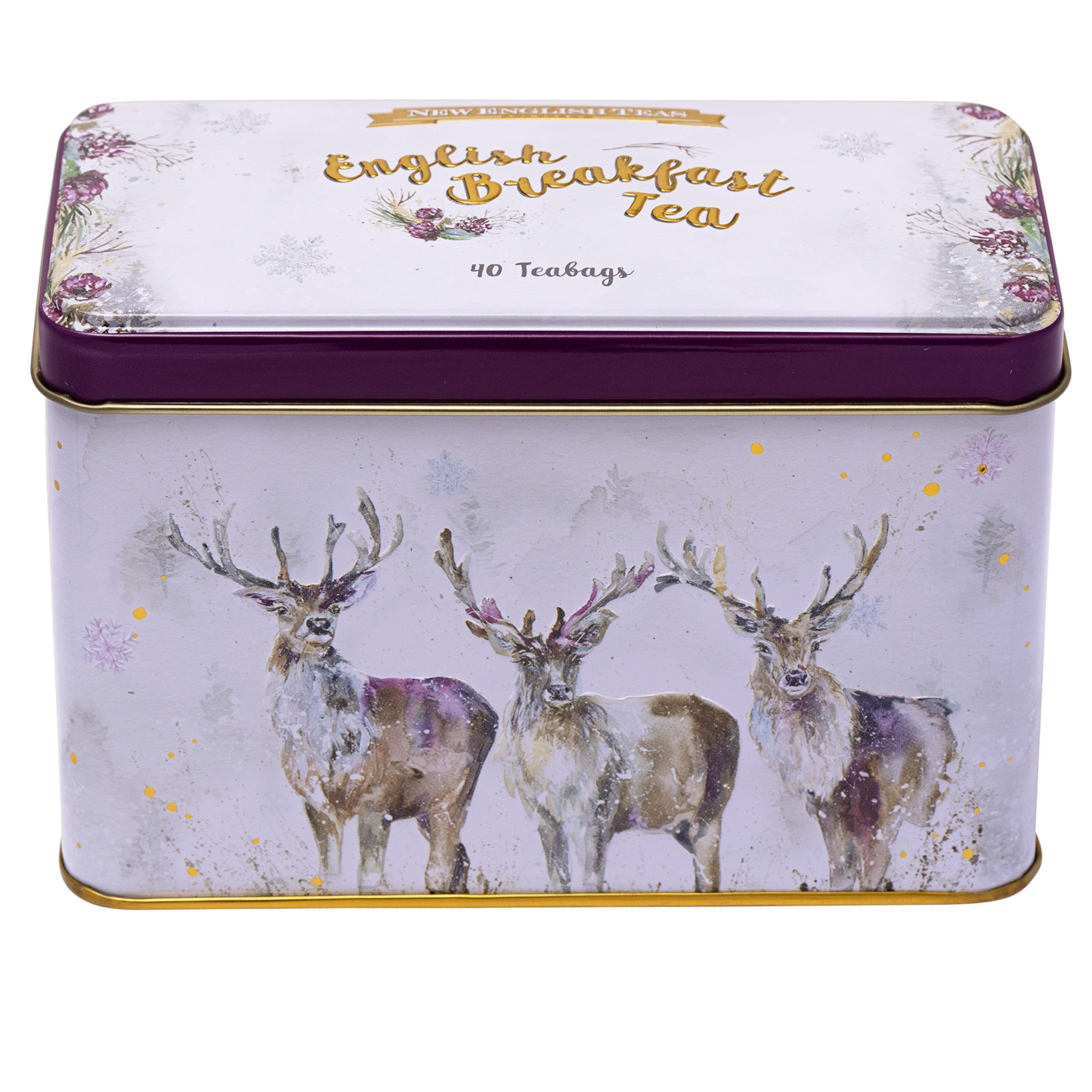 New English Teas Christmas Stag Tea Tin with 40 English Breakfast Teabags 1