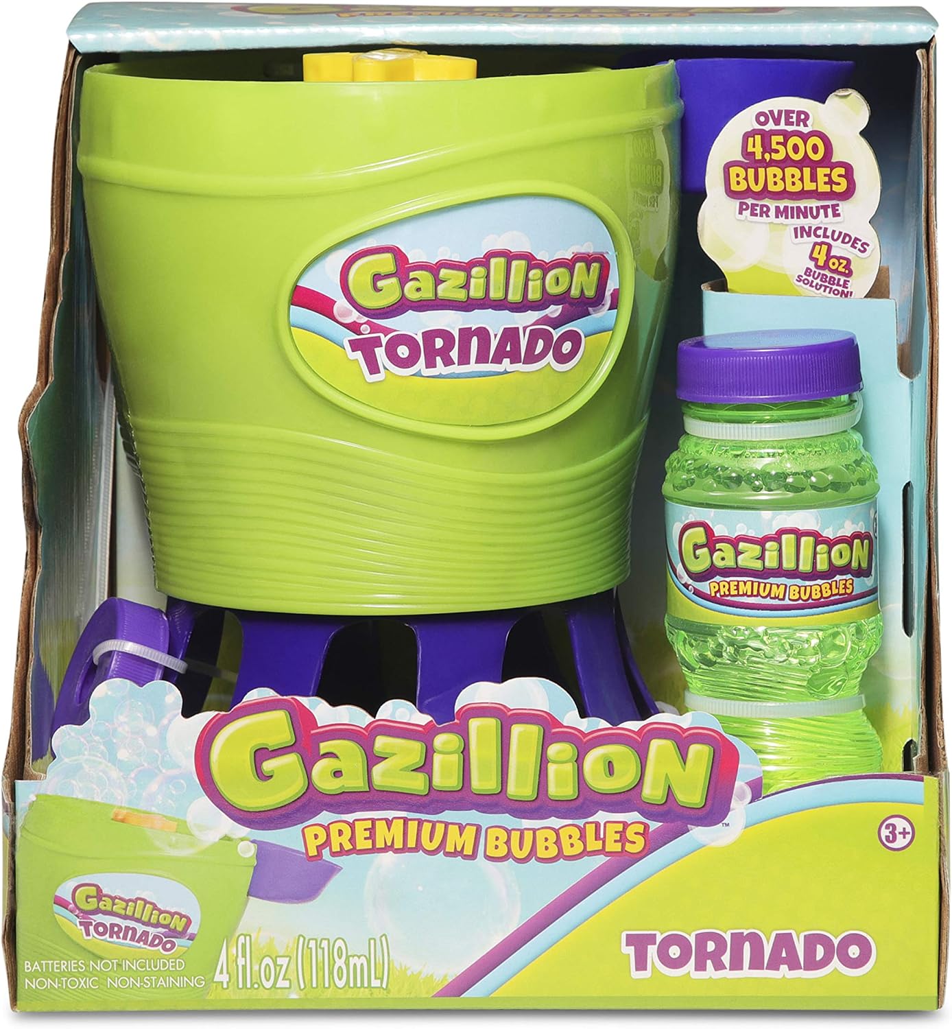 Gazillion Bubbles Gazillion Tornado Bubble Toy 36365, Green, Blue, Yellow, Multi