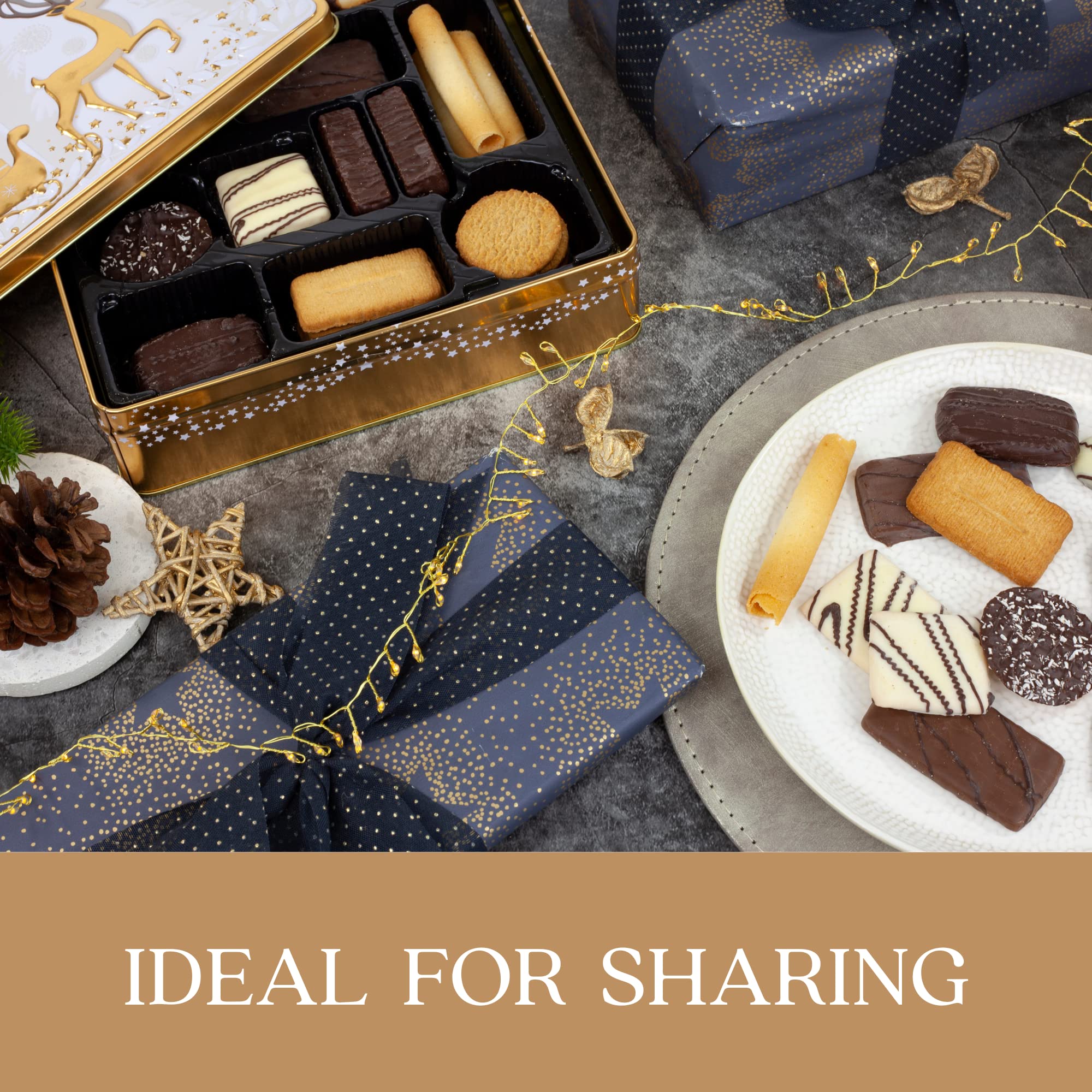 The Silver Crane Co. - Belgian Biscuits Tin Christmas Gift Set with Assorted Chocolates 8