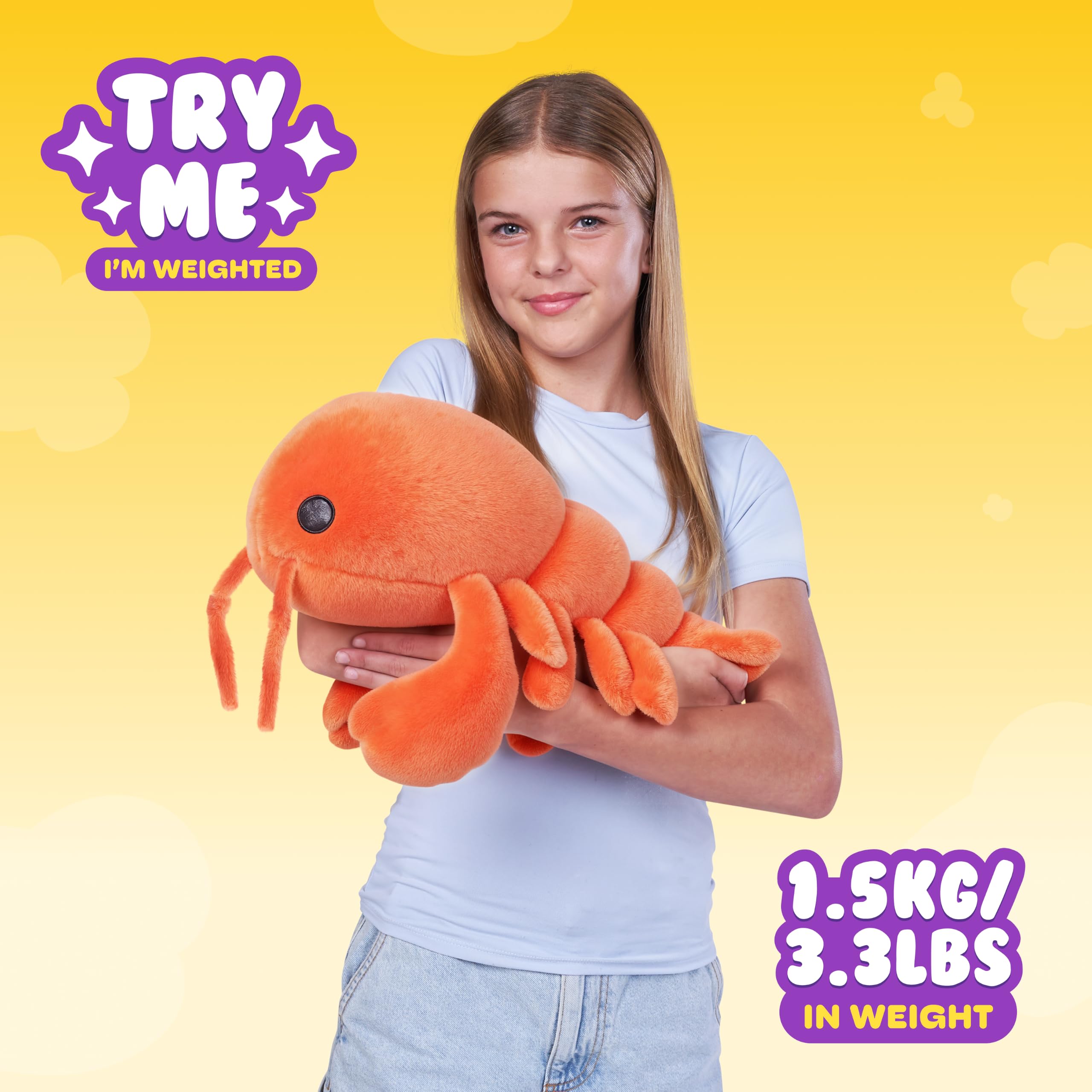 Hug-A-Lumps Lenny the Lobster Weighted Plush - Medium | Super-Soft | Stress & Anxiety Relief 4