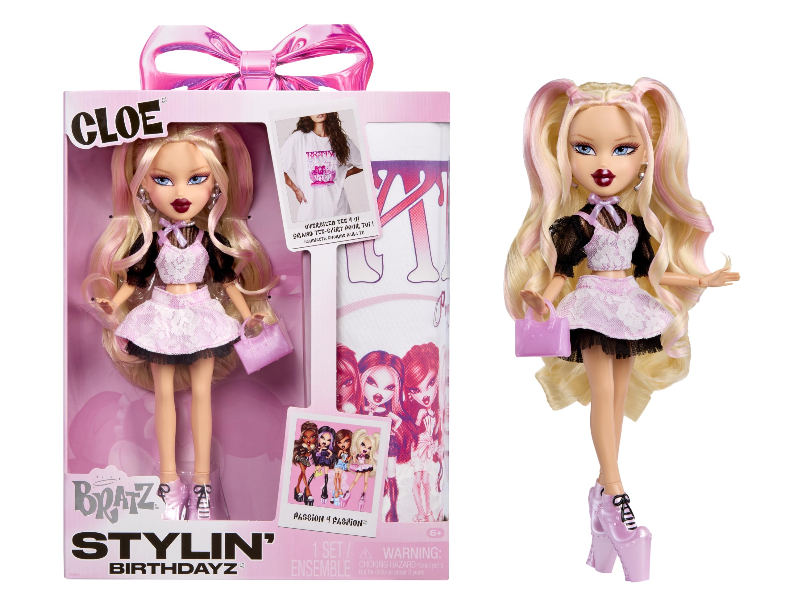 Bratz Stylin’ Birthdayz Cloe Doll - Includes Adult Unisex XL T-Shirt | Ages 7+ 1