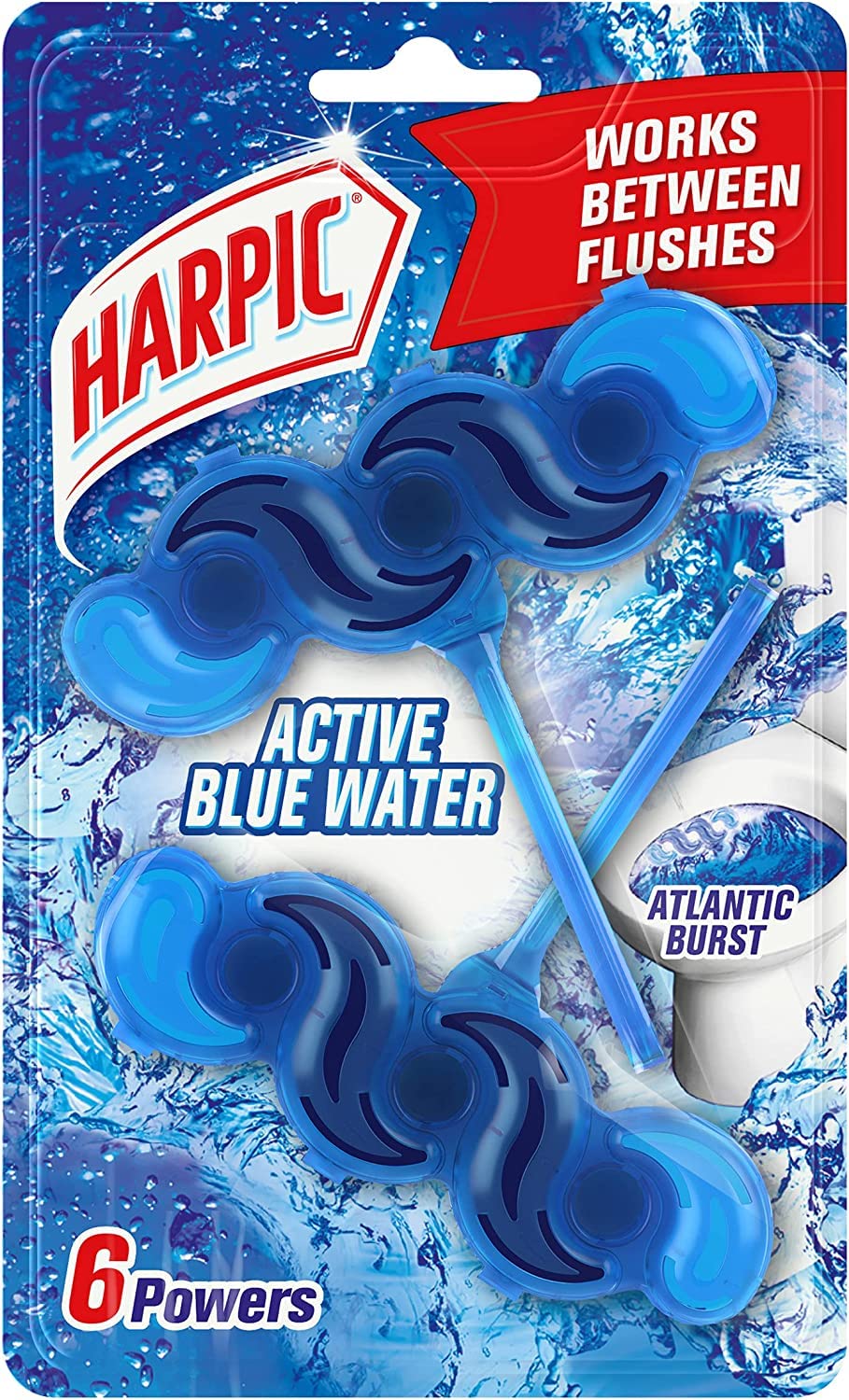 Harpic Active Fresh Toilet Rim Block Twin Pack - Atlantic Fresh Scent | Anti-Limescale | Lasts up to 4 Weeks 1