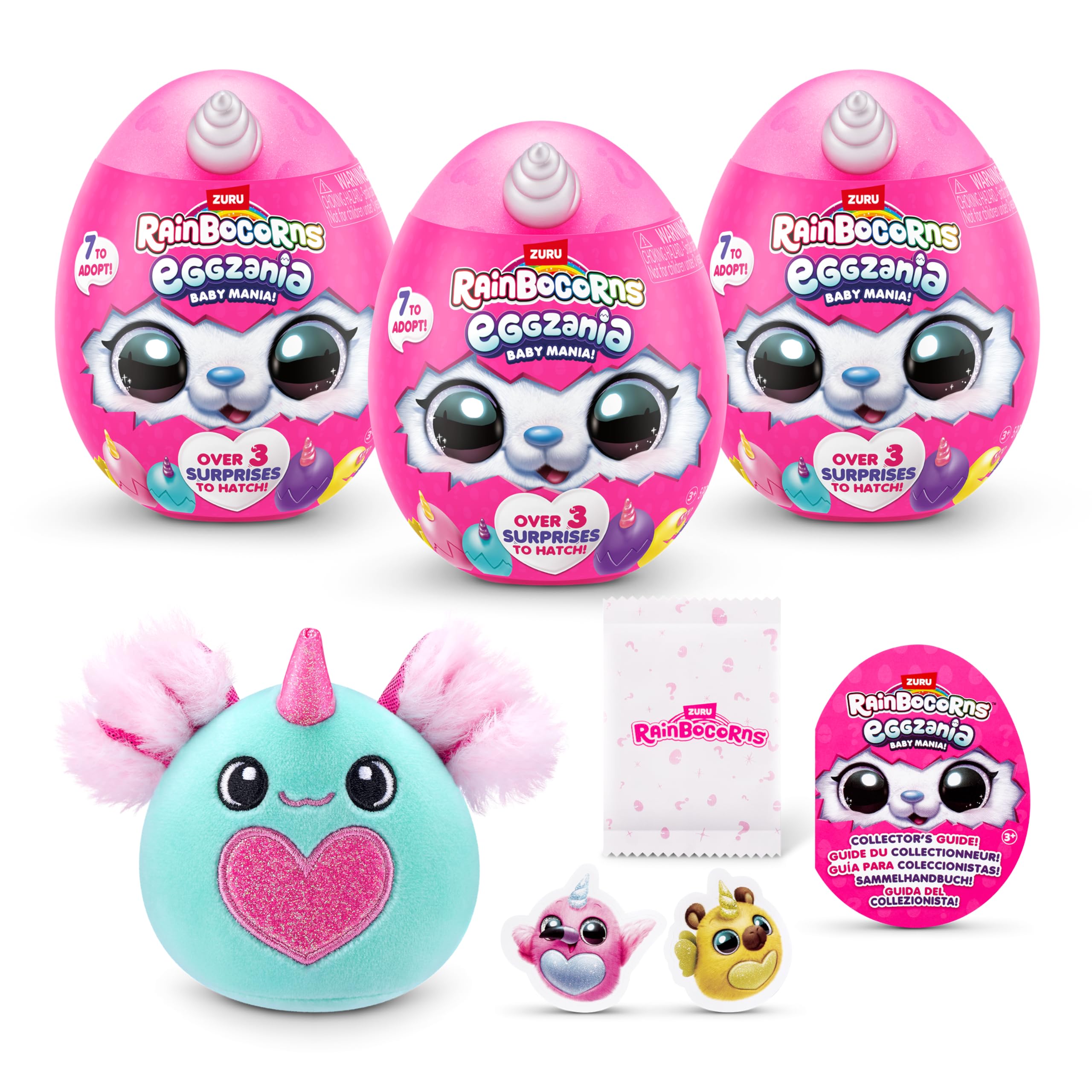 Rainbocorns Eggzania Baby Mania Plush Surprise Unboxing - 3-Pack Collectible Plush Toys 1