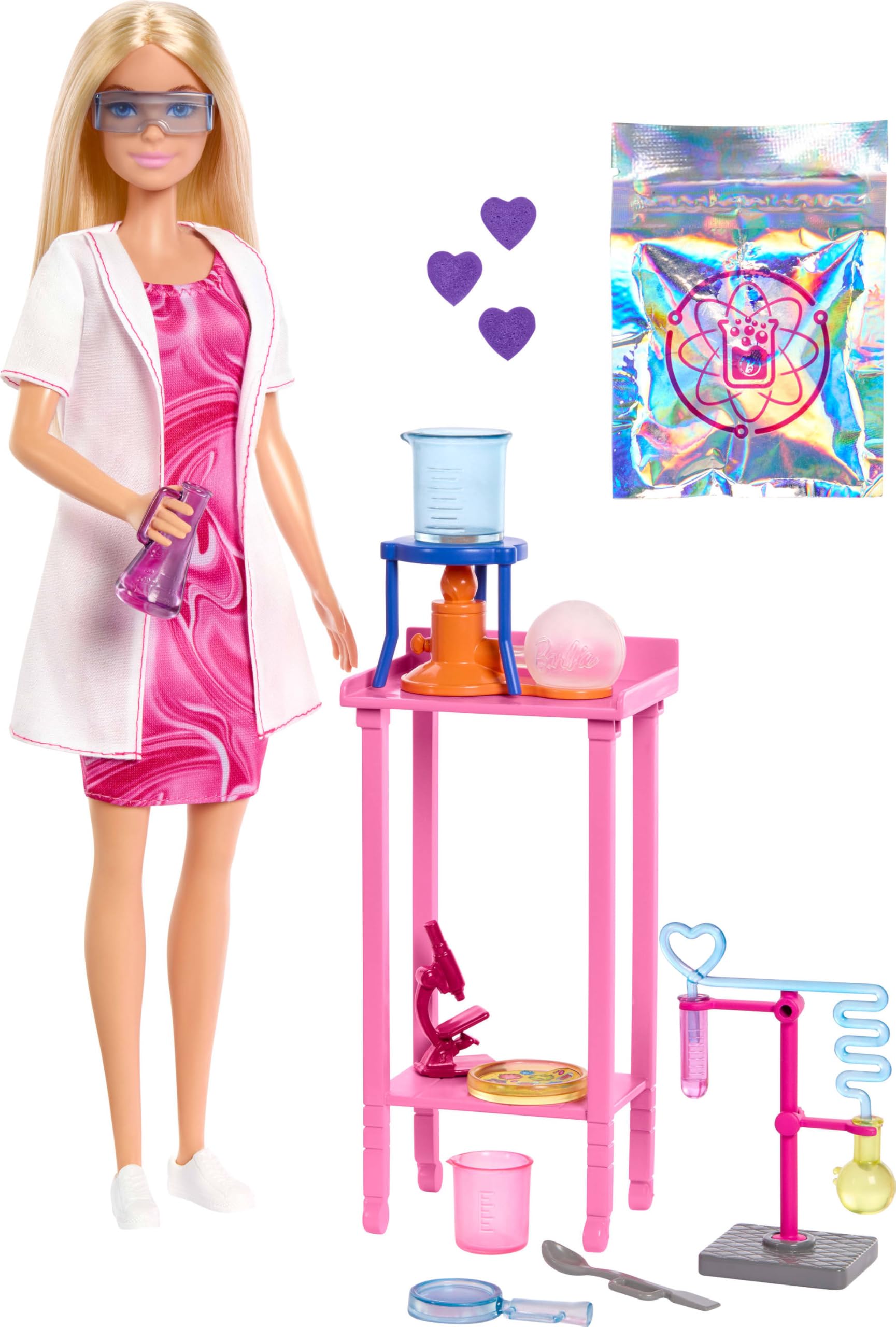 Barbie Scientist Doll and Accessories with Blonde Fashion Doll, Lab Table | Color-Change Beaker | Ages 3+