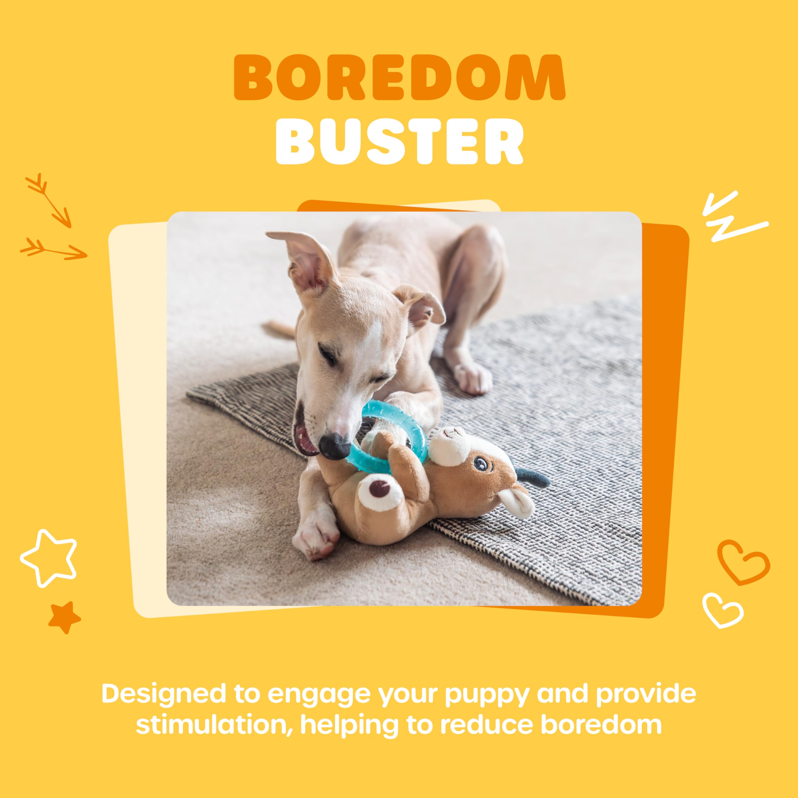 Webbox Gerald the Goat Plush Squeaky Dog Toy with Teething Ring for Puppies & Small Breeds 5