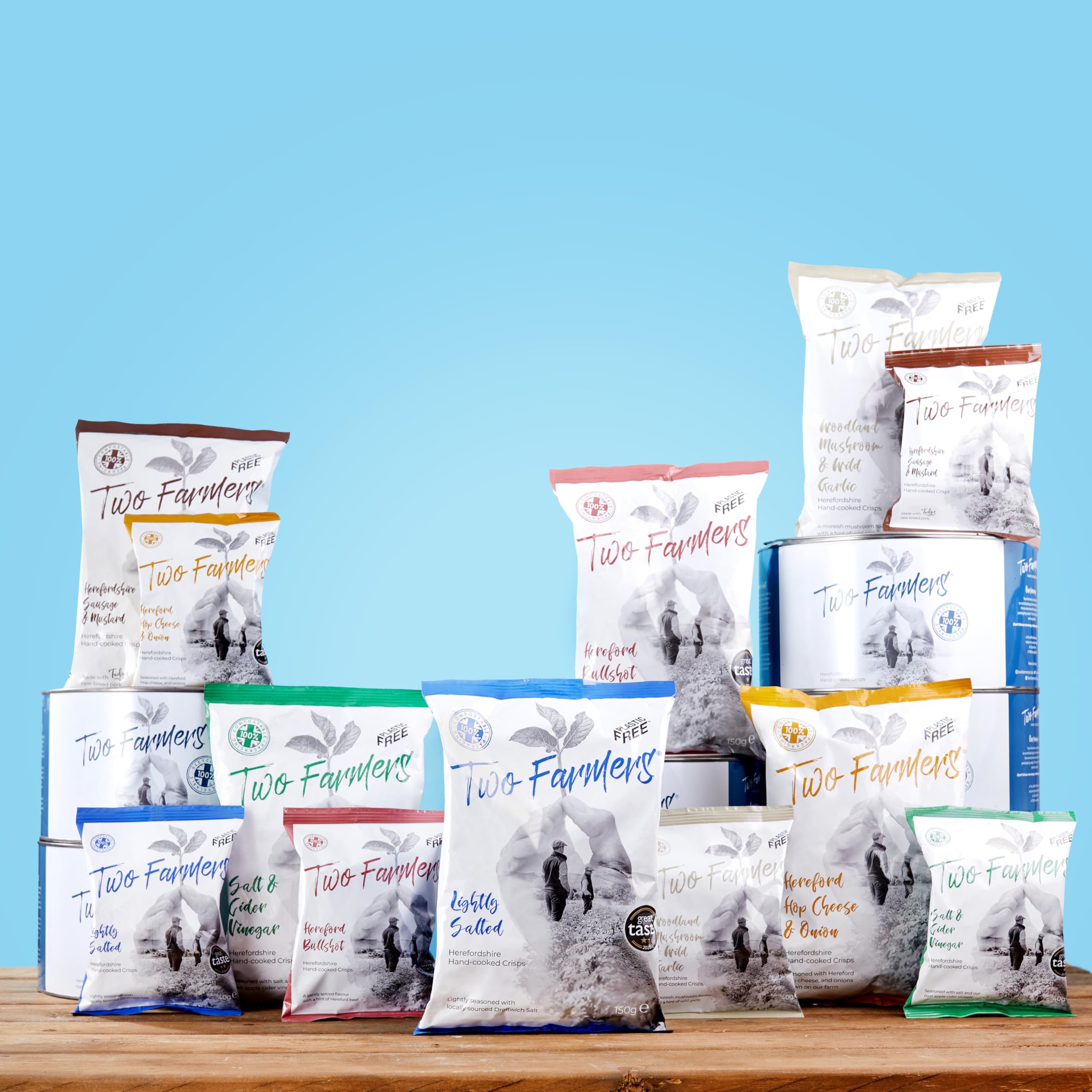 Two Farmers Mixed Selection Crisps Box - Lightly Salted, Salt & Cider Vinegar, Herefordshire Hop Cheese & Onion, Hereford Bullshot, Sausage & Mustard, Woodland Mushroom & Wild Garlic 5