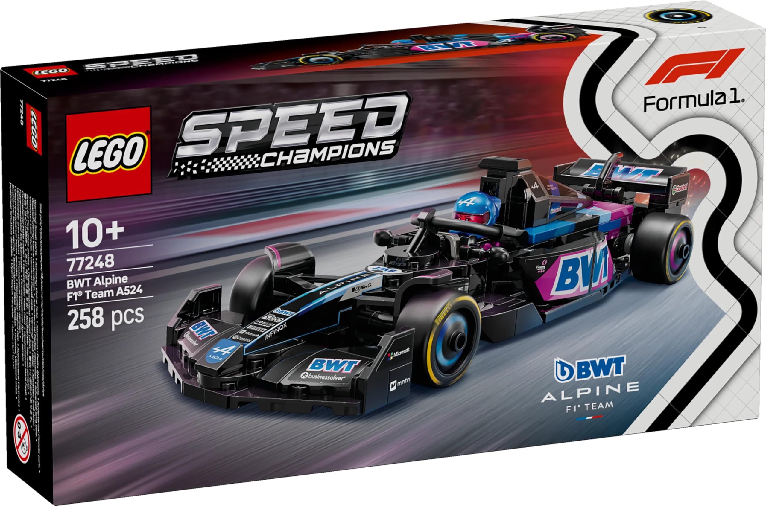 LEGO Speed Champions BWT Alpine F1 Team A524 Race Car Toy - Building Set for 10+ with Minifigure 24