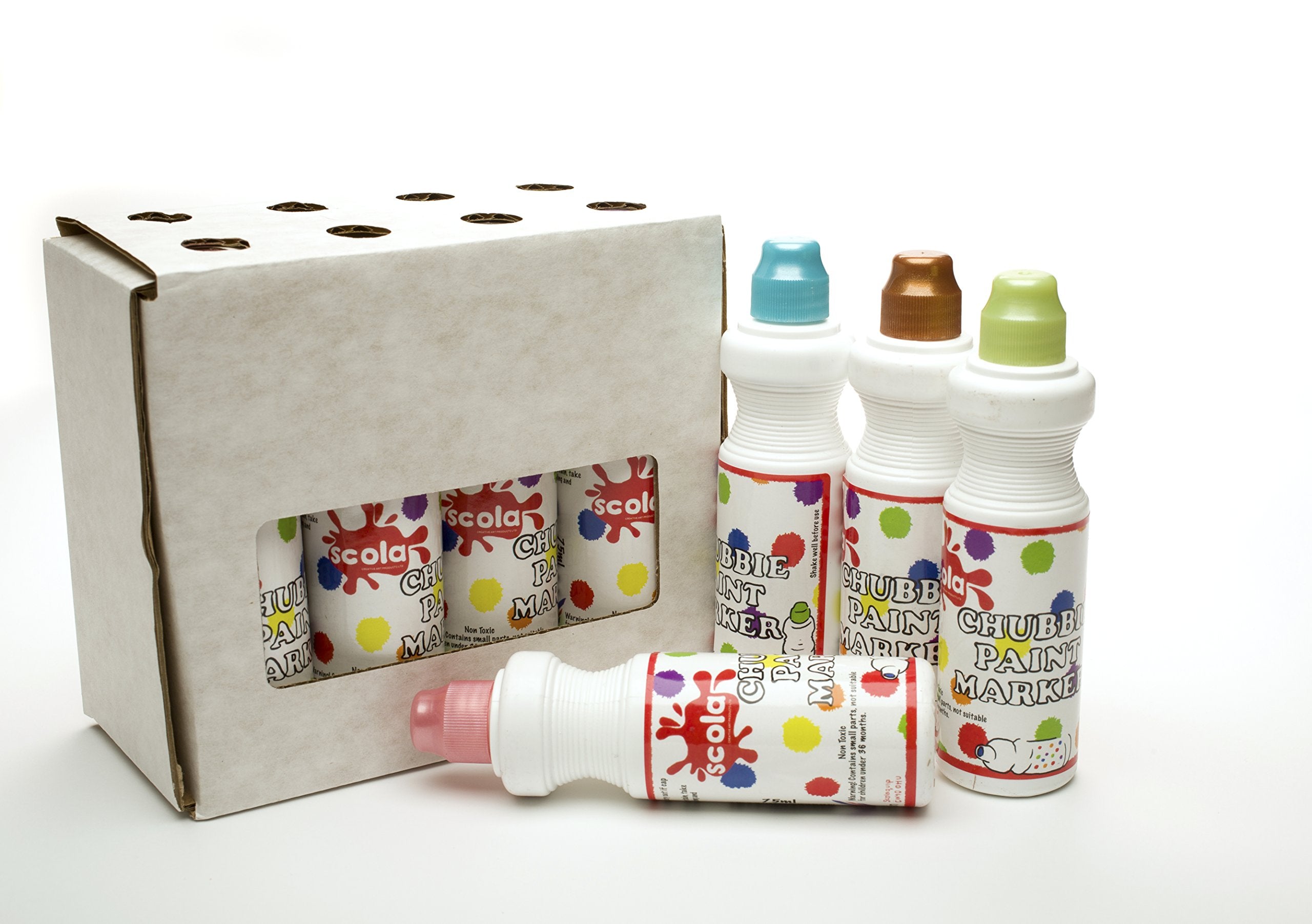 scola Chubbi Paint Markers - Pearlescent Colours | 8 Pack, 75 ml Bottles | Quick Drying 2