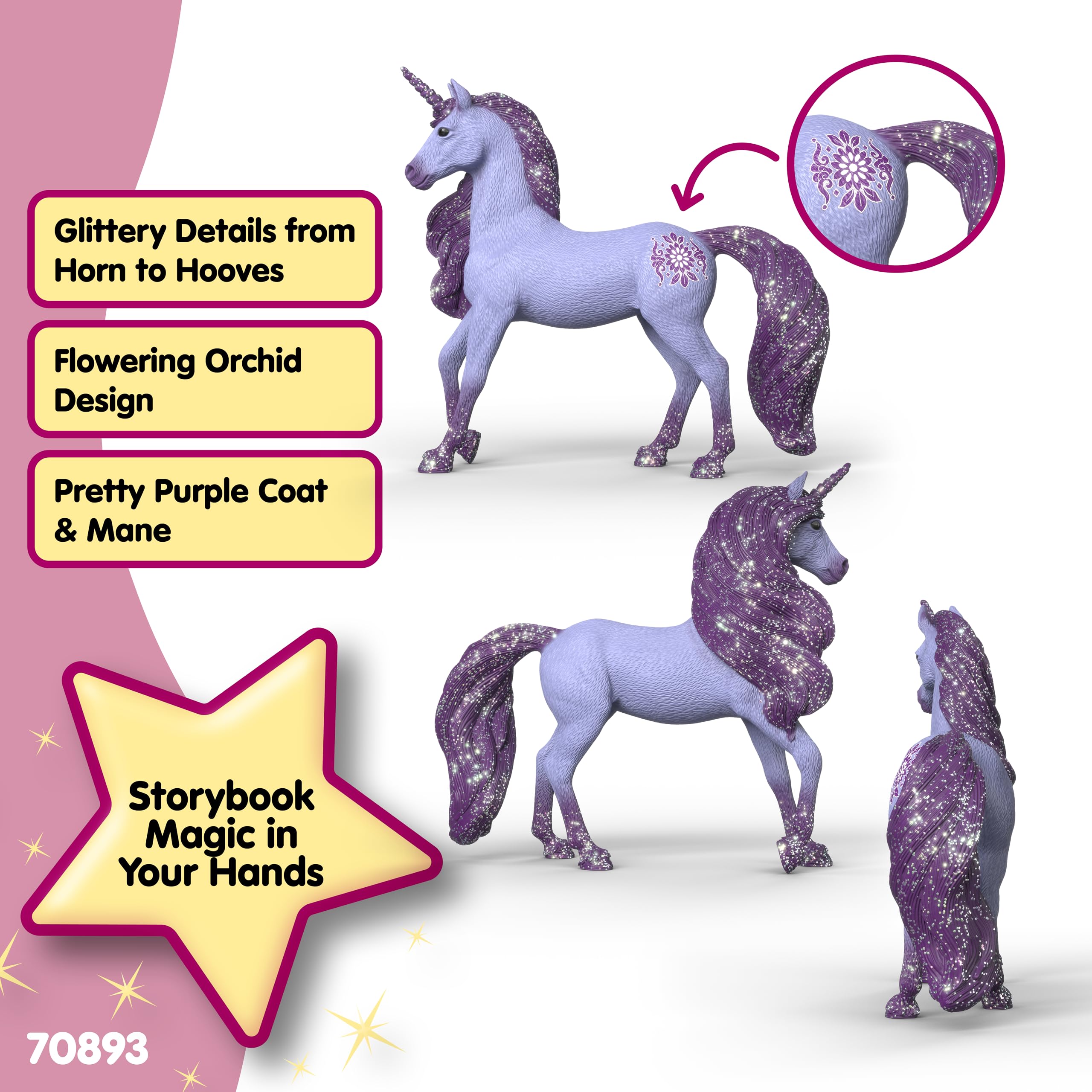 Schleich BAYALA Unicorn Stallion Orchid - Purple Plastic Play Figure | 12.5 cm Height 3