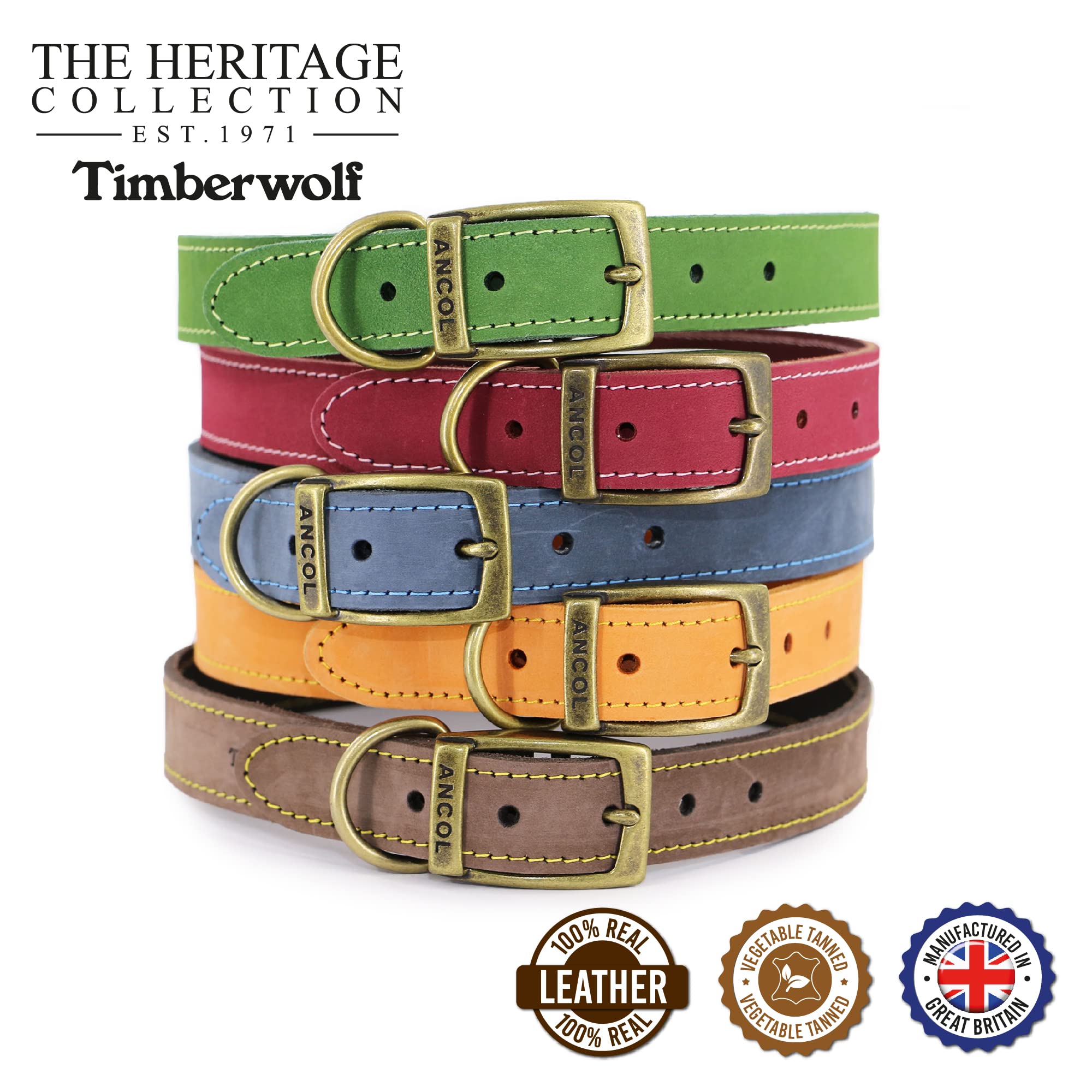 Ancol Timberwolf Premium Leather Dog Collar - Top-Grain Bridle Leather | Size 3 (28-36 cm) 4
