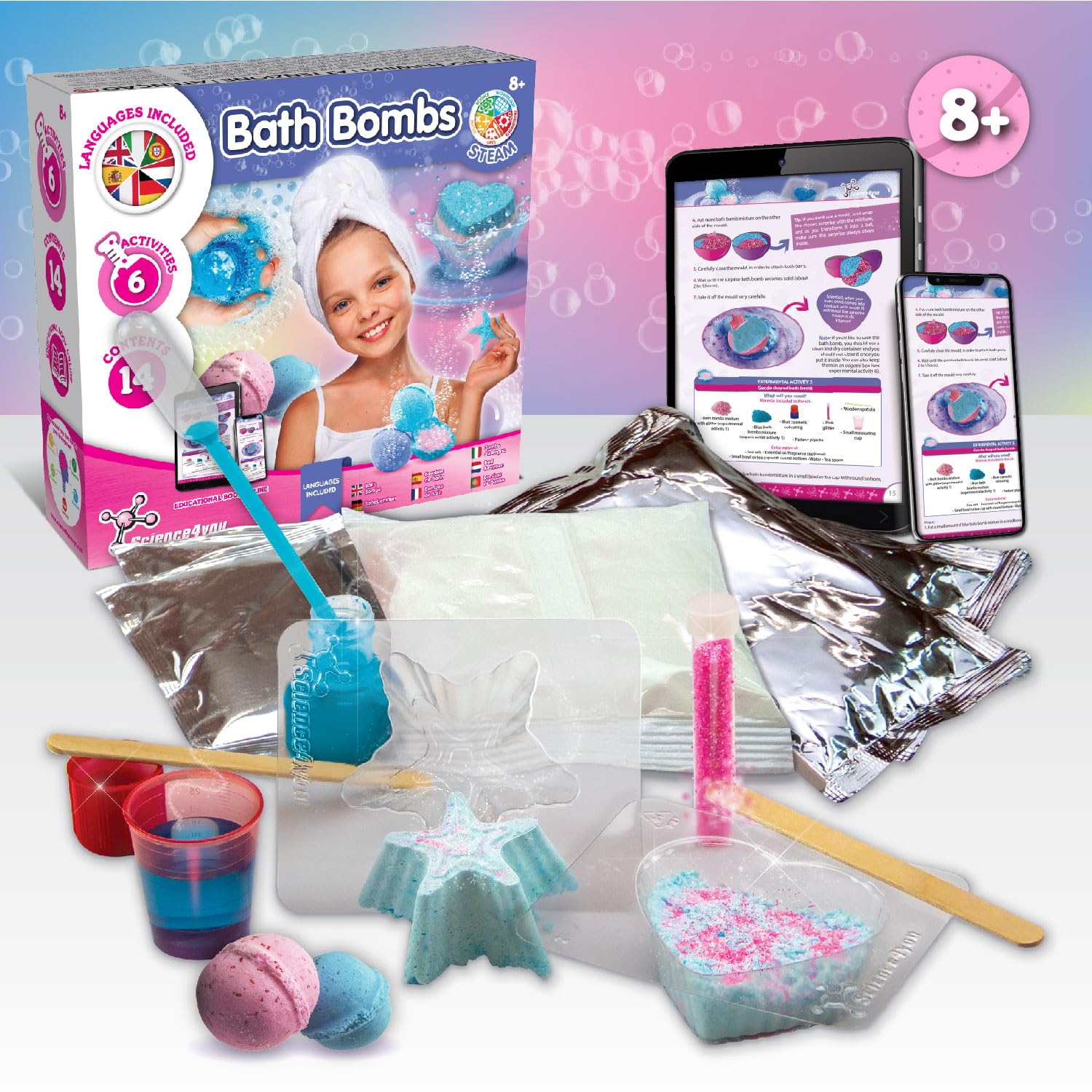 Science4you Bath Bombs for Kids +8 – Make Your Own Bath Bombs, Educational Science Kit with 14 Contents 3