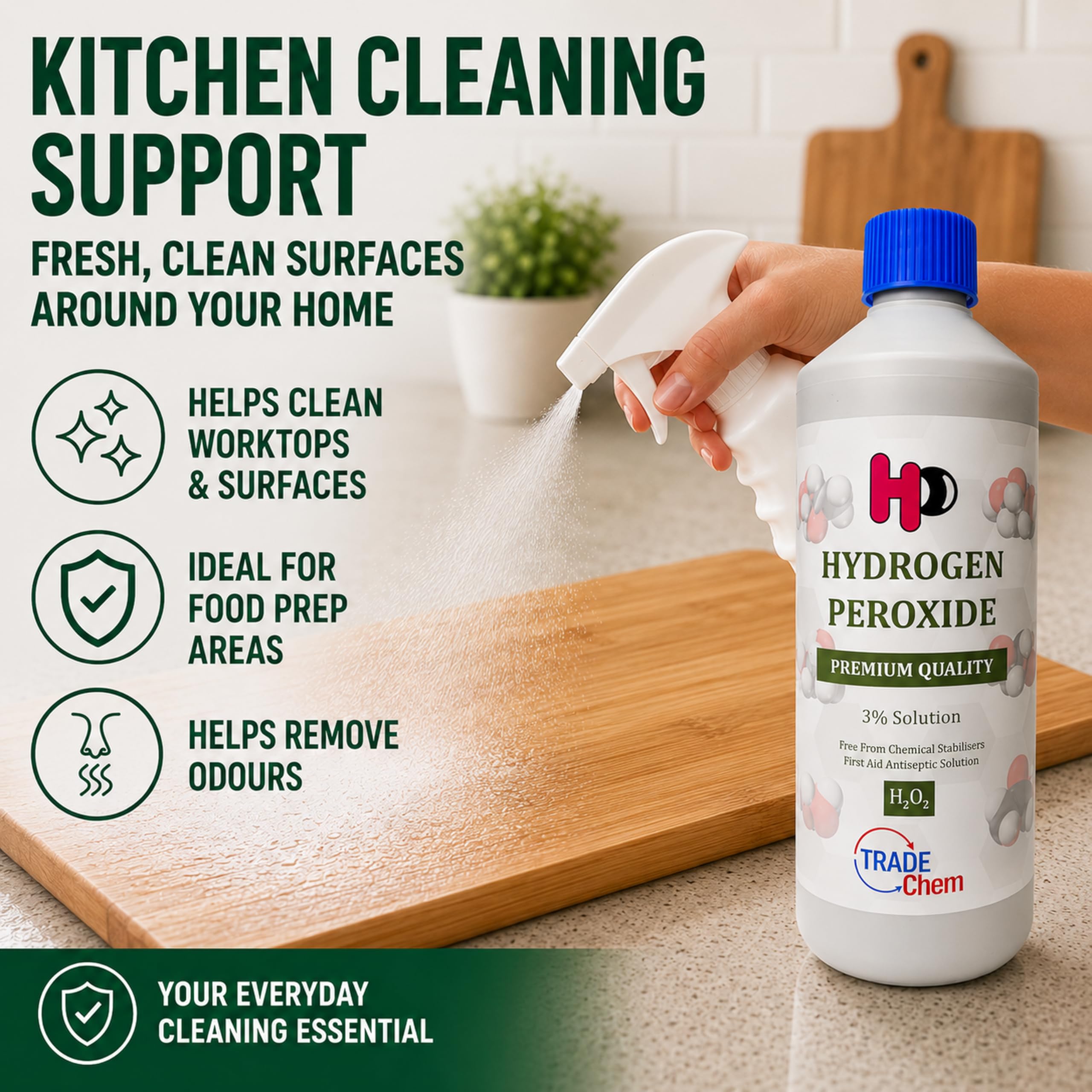 Trade Chemicals Hydrogen Peroxide 3% H2O2 10 Vols Liquid Cleaner | 500ml Bottle 6
