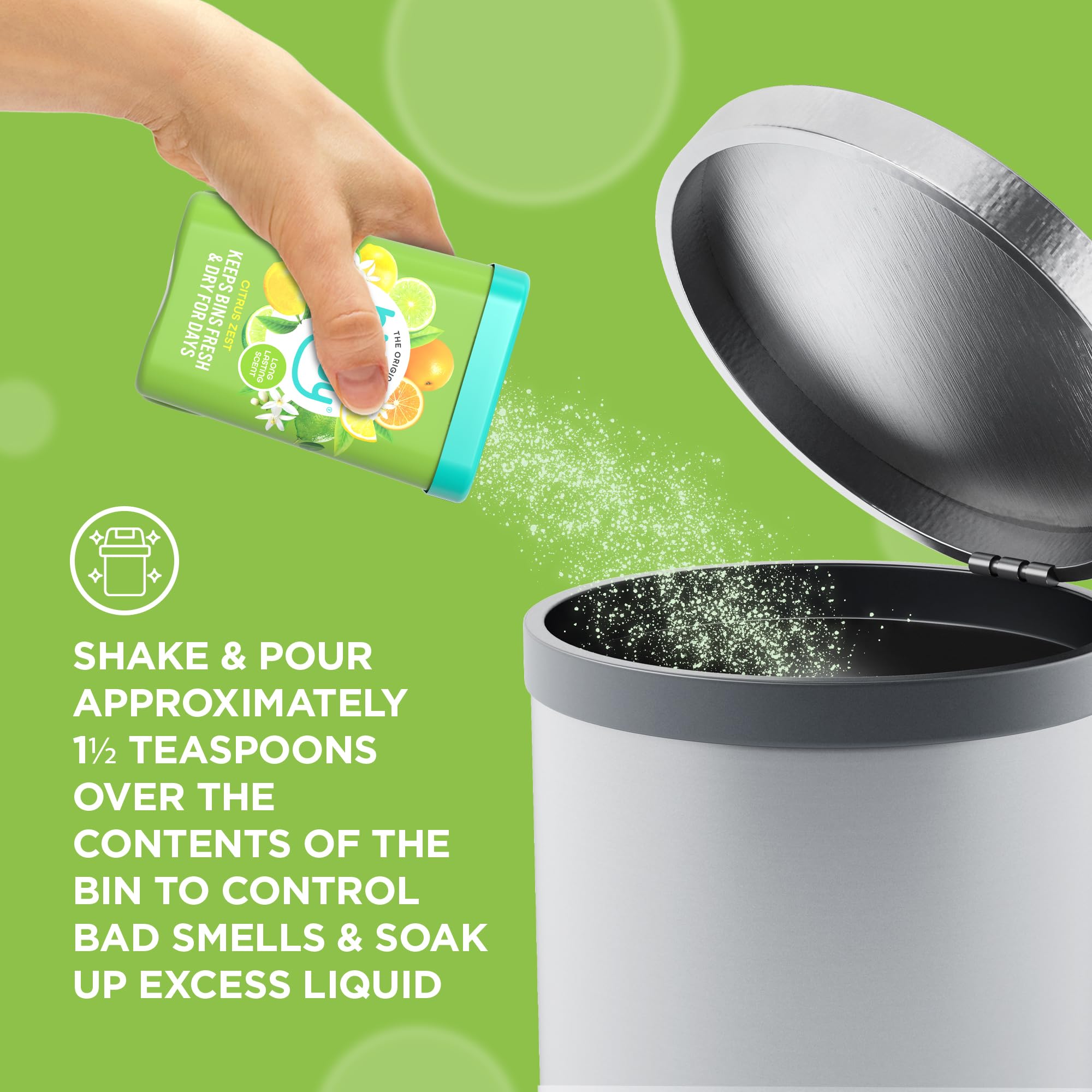 Bin Buddy Fresh Citrus Zest Deodorising Powder for Bins | 450g 5