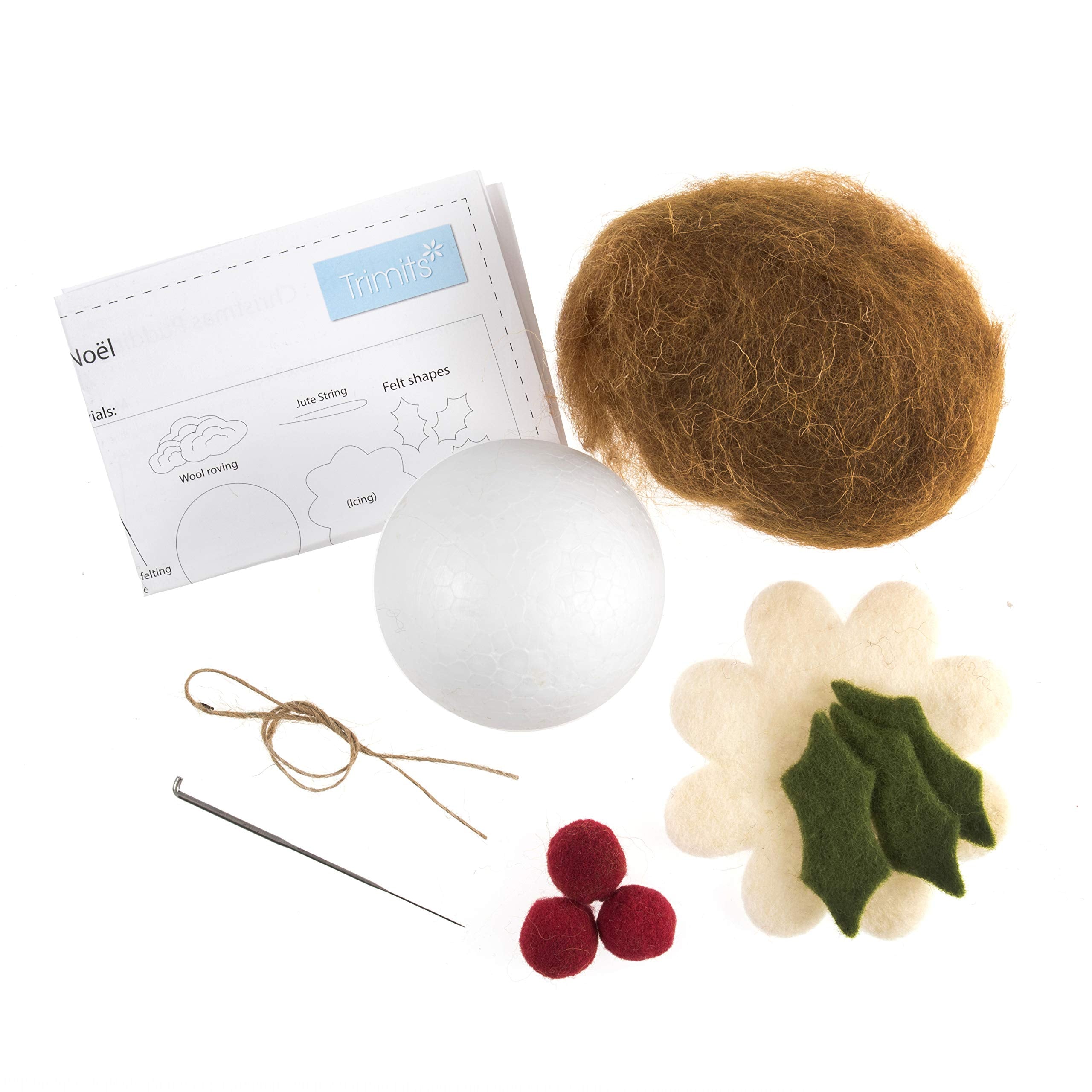 Trimits Christmas Pudding Needle Felting Craft Kit - Beginner-Friendly DIY Ornament Set 10