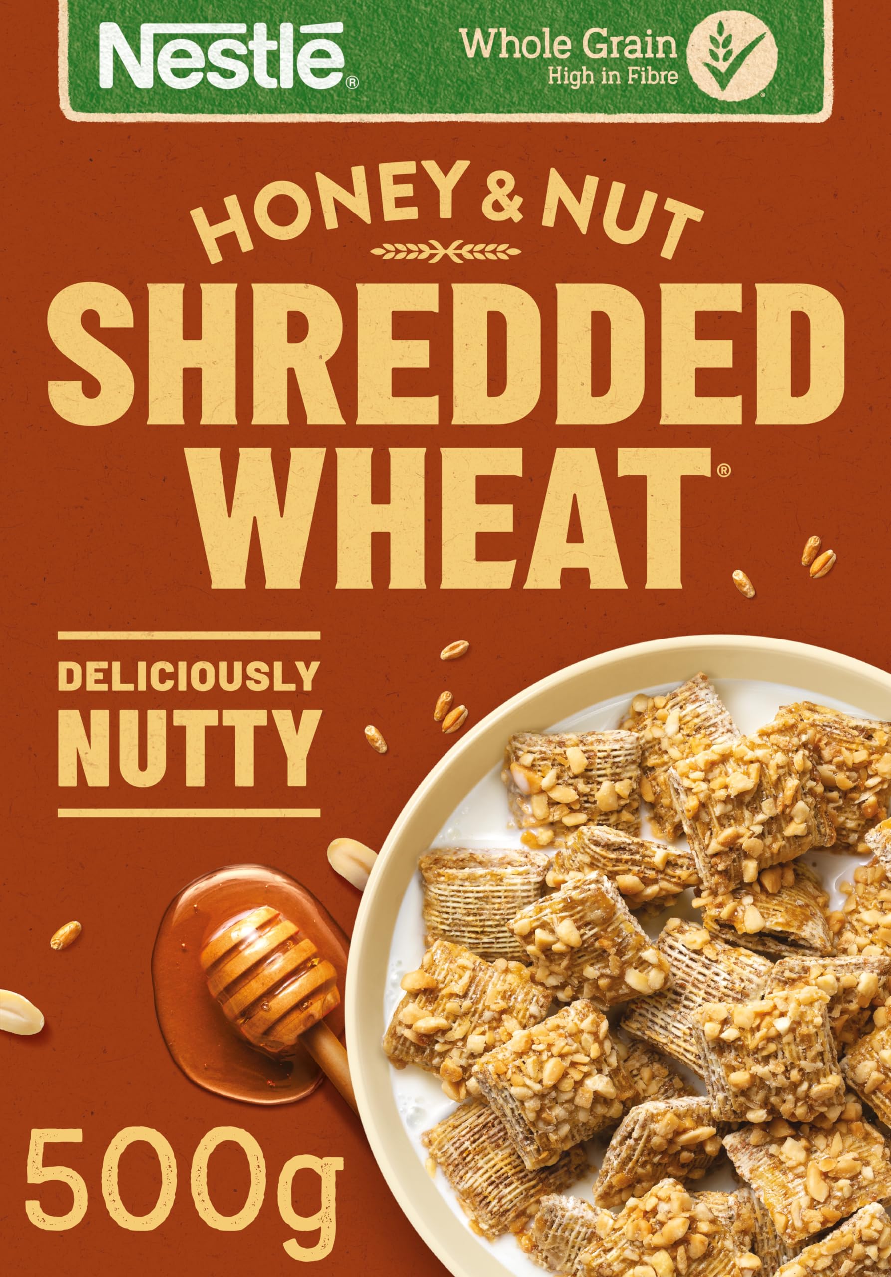 Nestlé Honey Nut Shredded Wheat Original Cereal - 84% Wholegrain | High Fibre | 500g