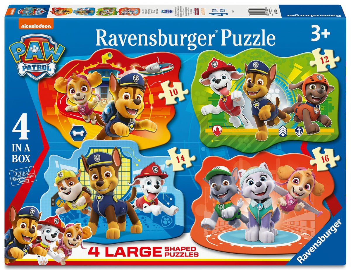 Ravensburger PAW Patrol 4 Large Shaped Jigsaw Puzzles - 10, 12, 14 & 16 Pieces, Age 3+