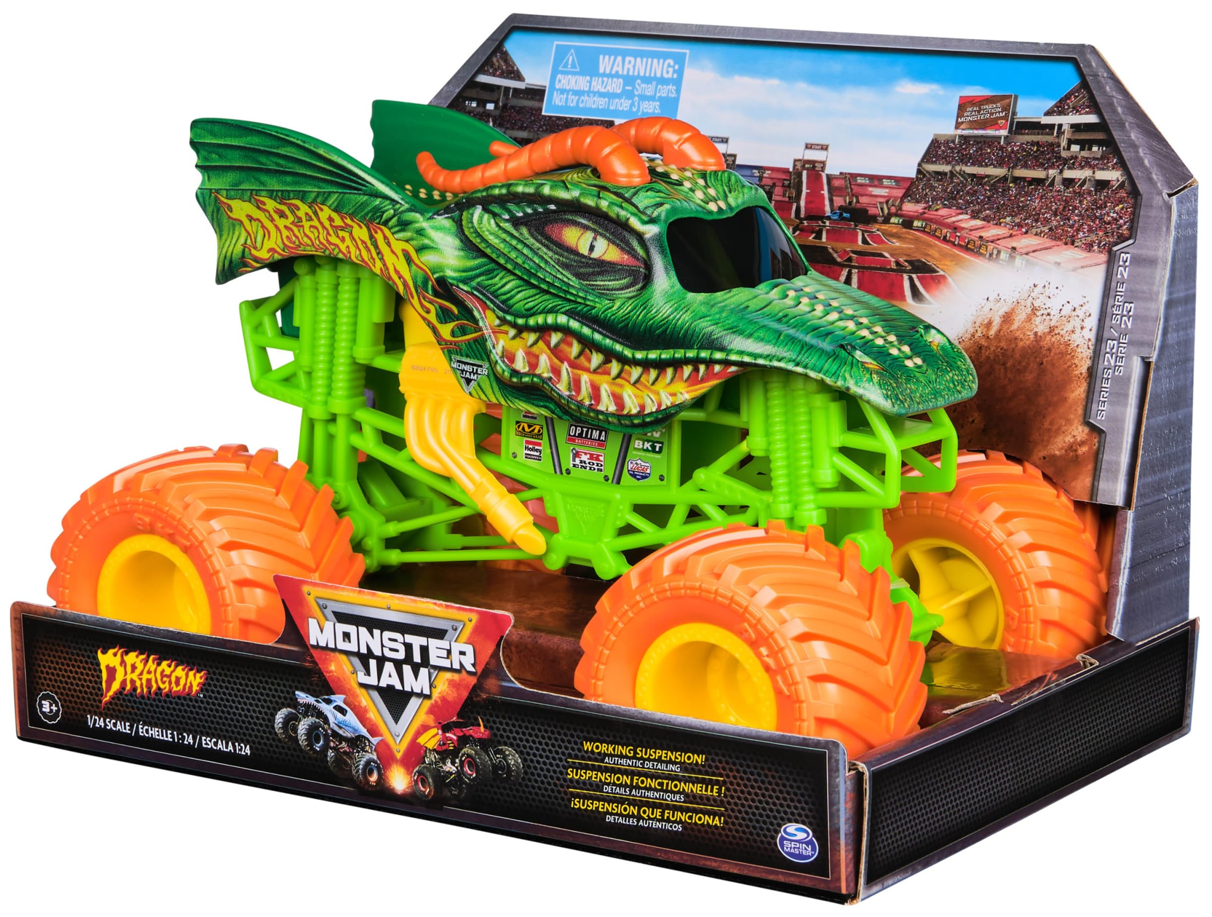 Monster Jam Official Dragon Monster Truck - 1:24 Scale Die-Cast Vehicle with Working Suspension 7