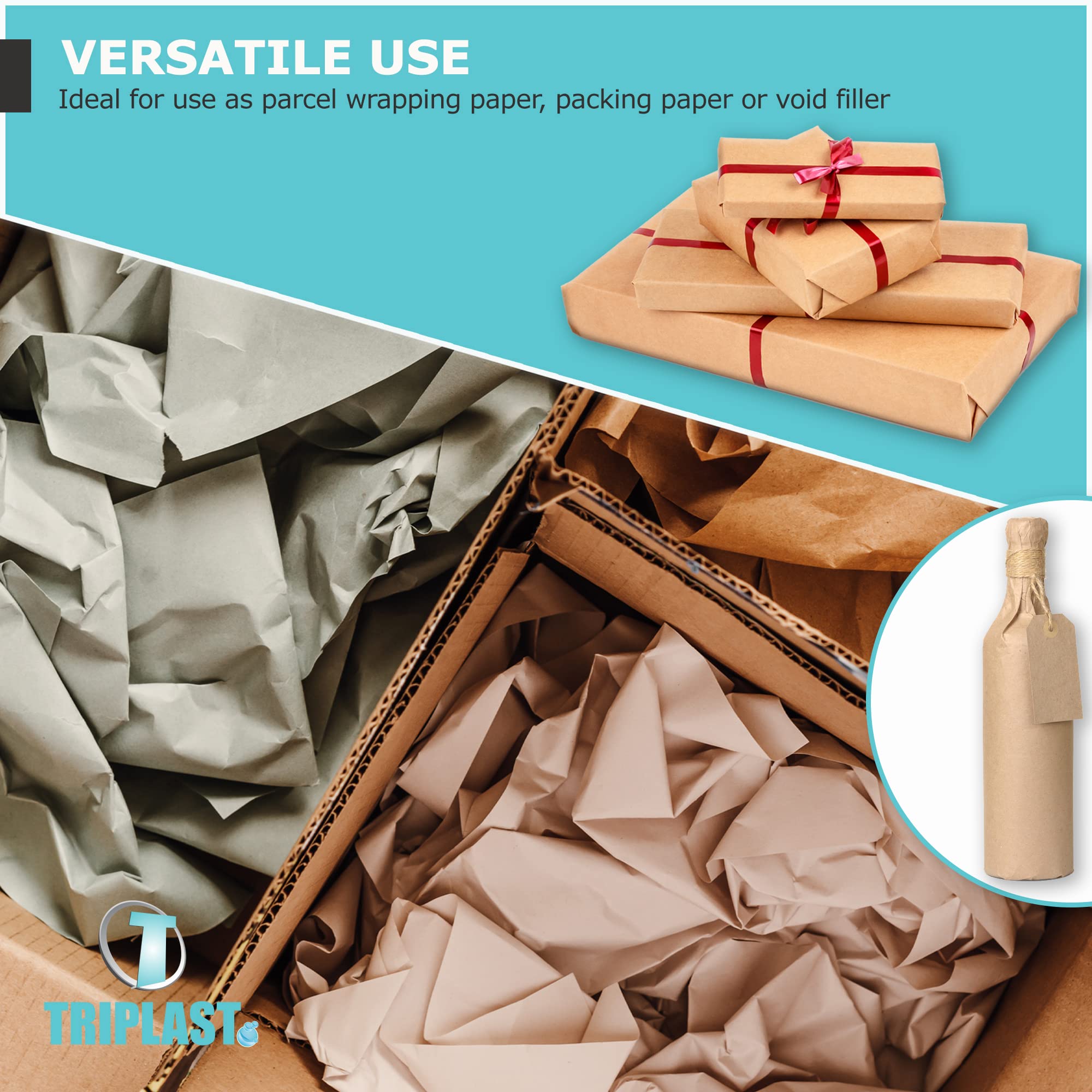 Triplast Brown ECO Kraft Paper Roll - 90 gsm | 600mm x 100m | 100% Recycled 5