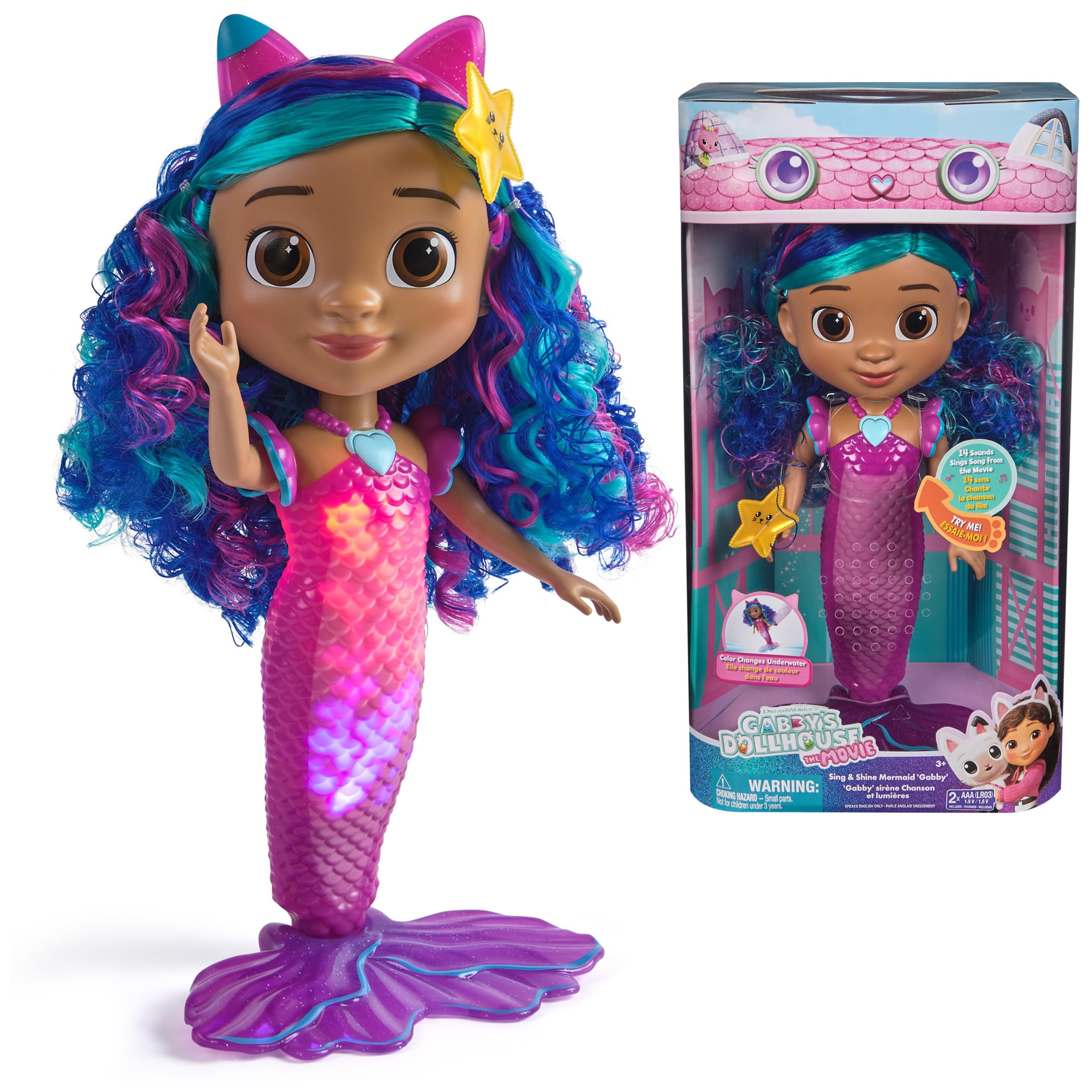 Mermaid Gabby Doll - Light-Up Heart & Color-Changing Tail for Kids 3+ 1