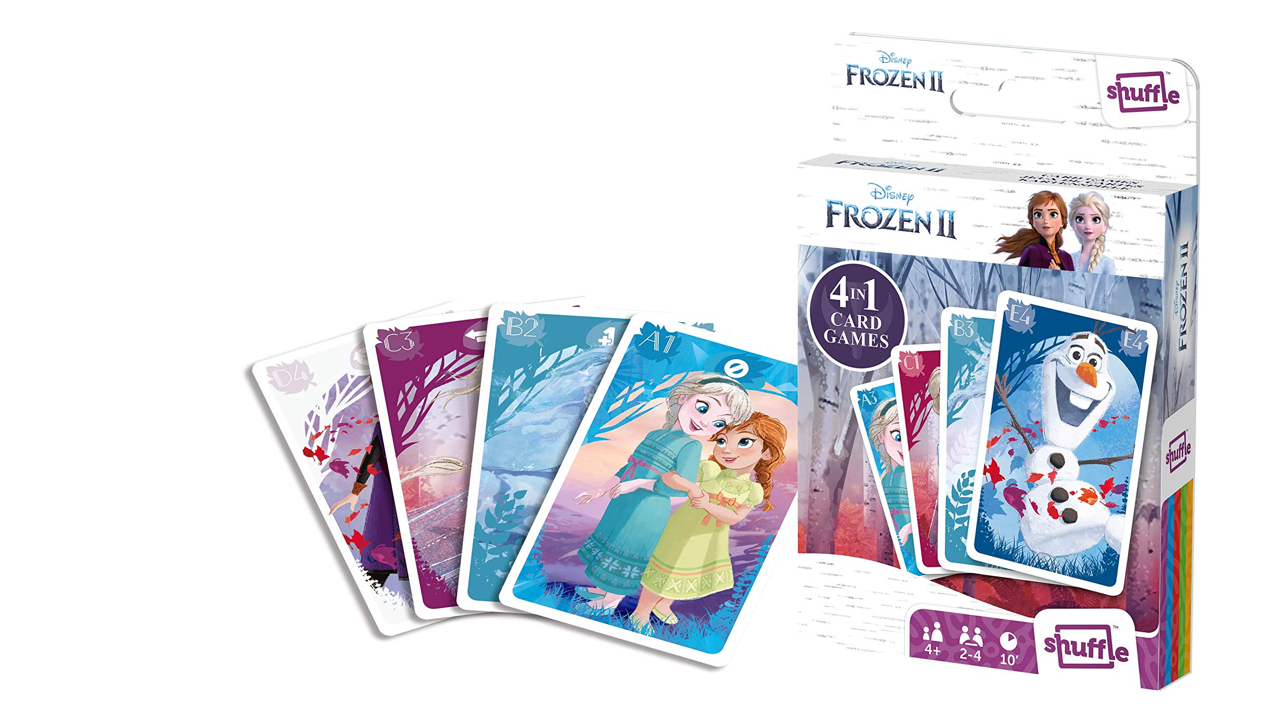 Shuffle Disney Frozen 2 4 in 1 Card Game | Ages 4+ | 2-4 Players | 10 Min Play Time