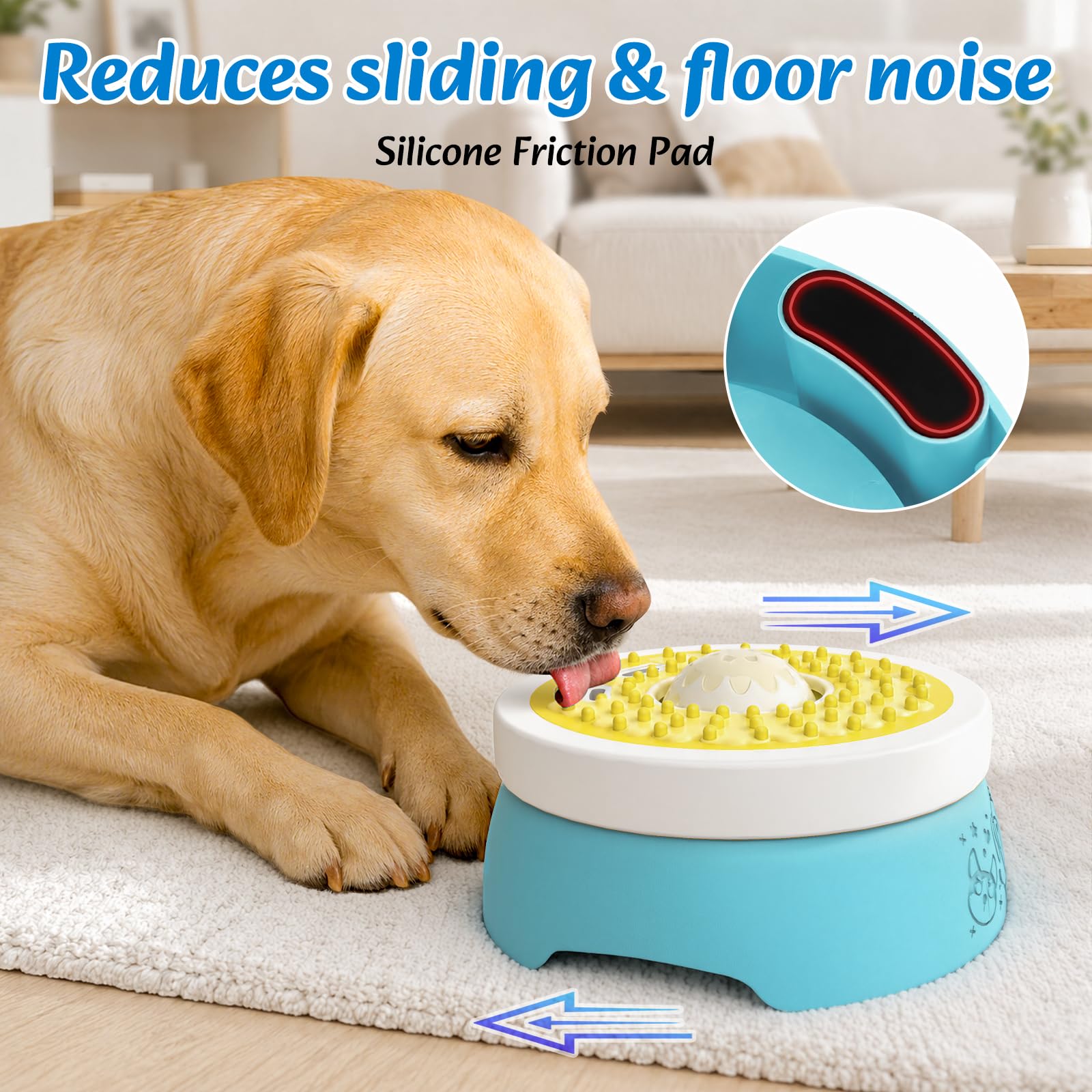 Euqvunn Slow Feeder Dog Bowl with Screw Lid | 260ml Capacity | Blue & Yellow 6