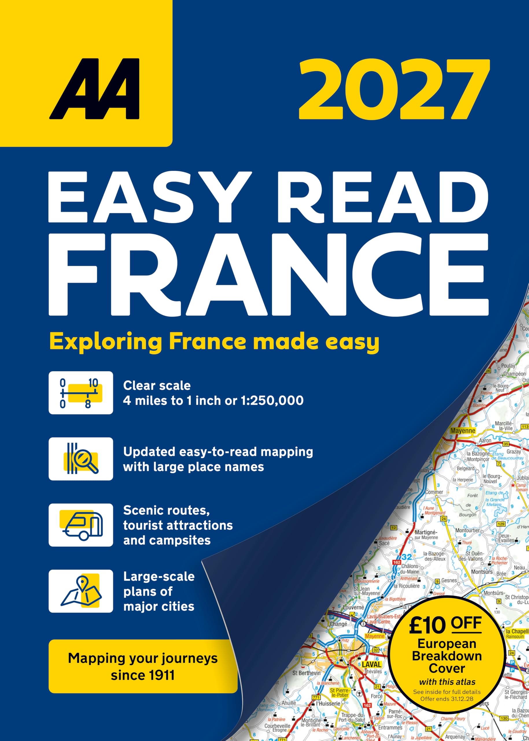 AA Easy Read France 2027 Spiral Bound Road Atlas | 1:250,000 Scale Mapping 1