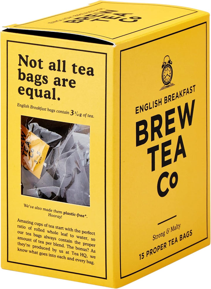 Brew Tea Co English Breakfast Whole Leaf Tea Bags, 15-Pack