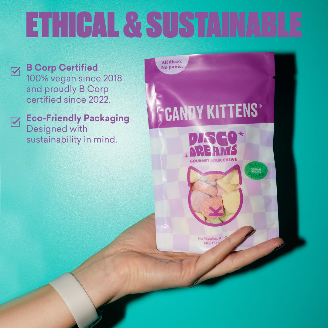 Candy Kittens Disco Dreams Vegan Sweets – 140g Fizzy Treats with Real Fruit Juice, Plant-Based Pick and Mix Snack