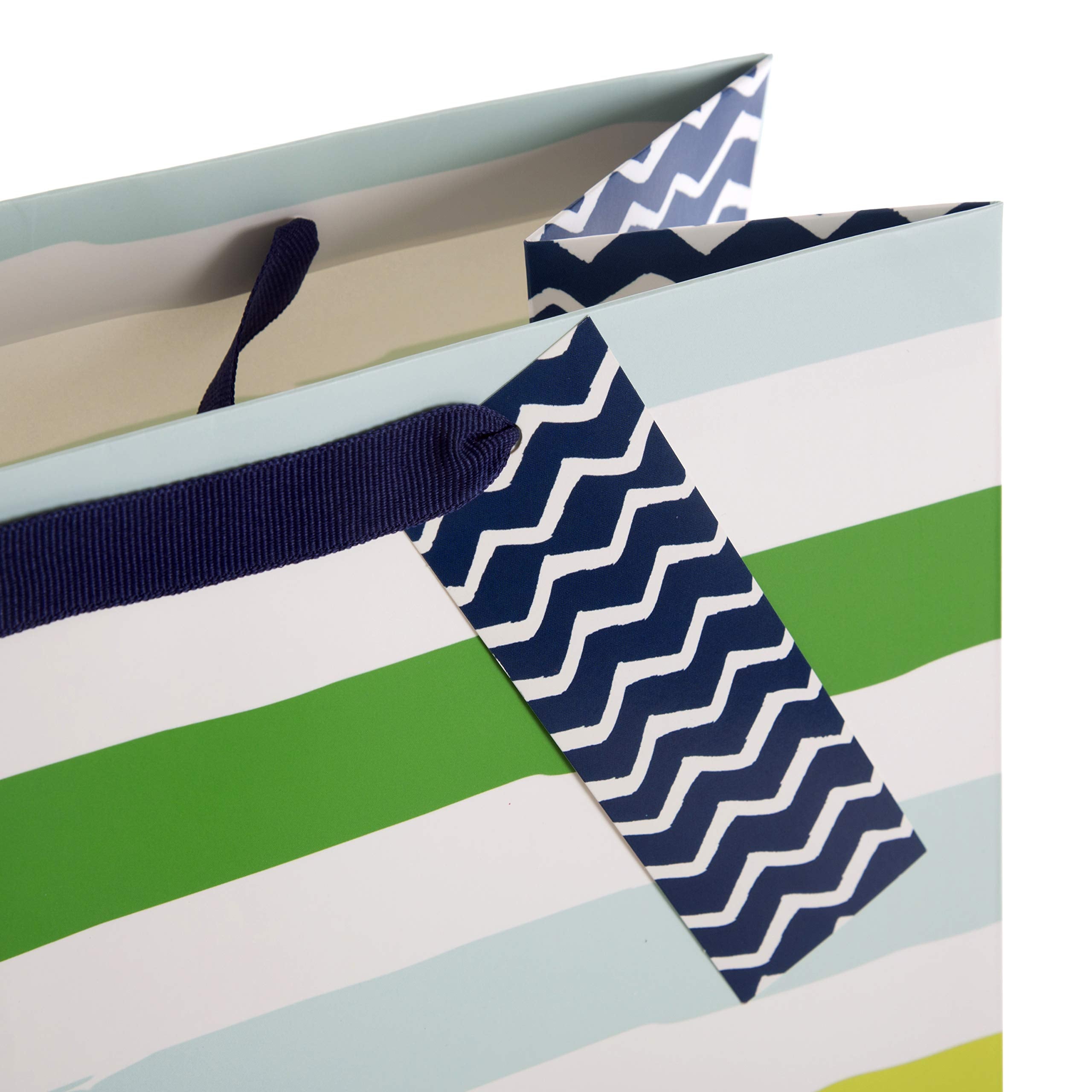 Hallmark Large Multi-Occasion Gift Bag - Blue and Green Striped Design | 33 cm x 26.5 cm x 14.6 cm 3