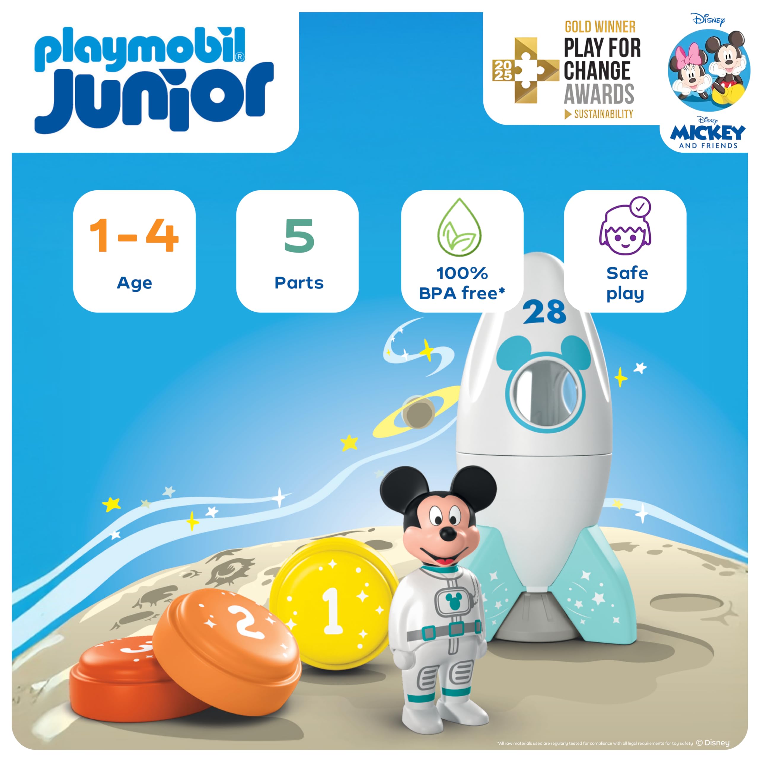 Playmobil Disney Mickey Mouse Rocket & Space Adventure Playset | Ages 1-4 | Bio-Based Plastic 2