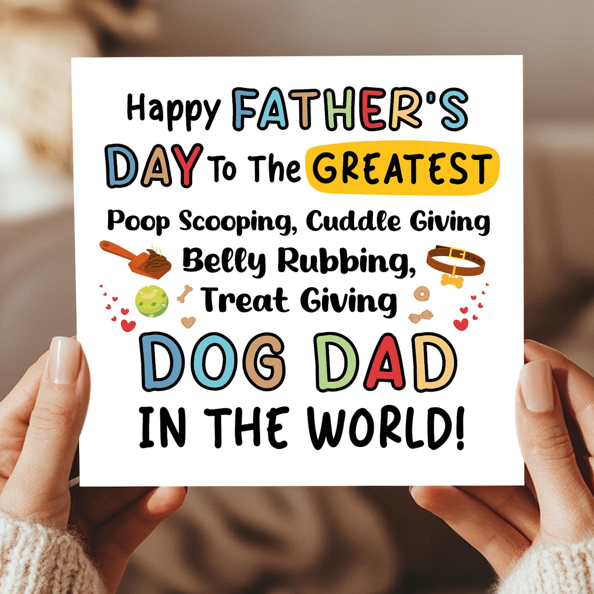 RED OCEAN Handmade Father's Day Card From The Dog | Square 14.5cm | 350gsm Matte Card 2